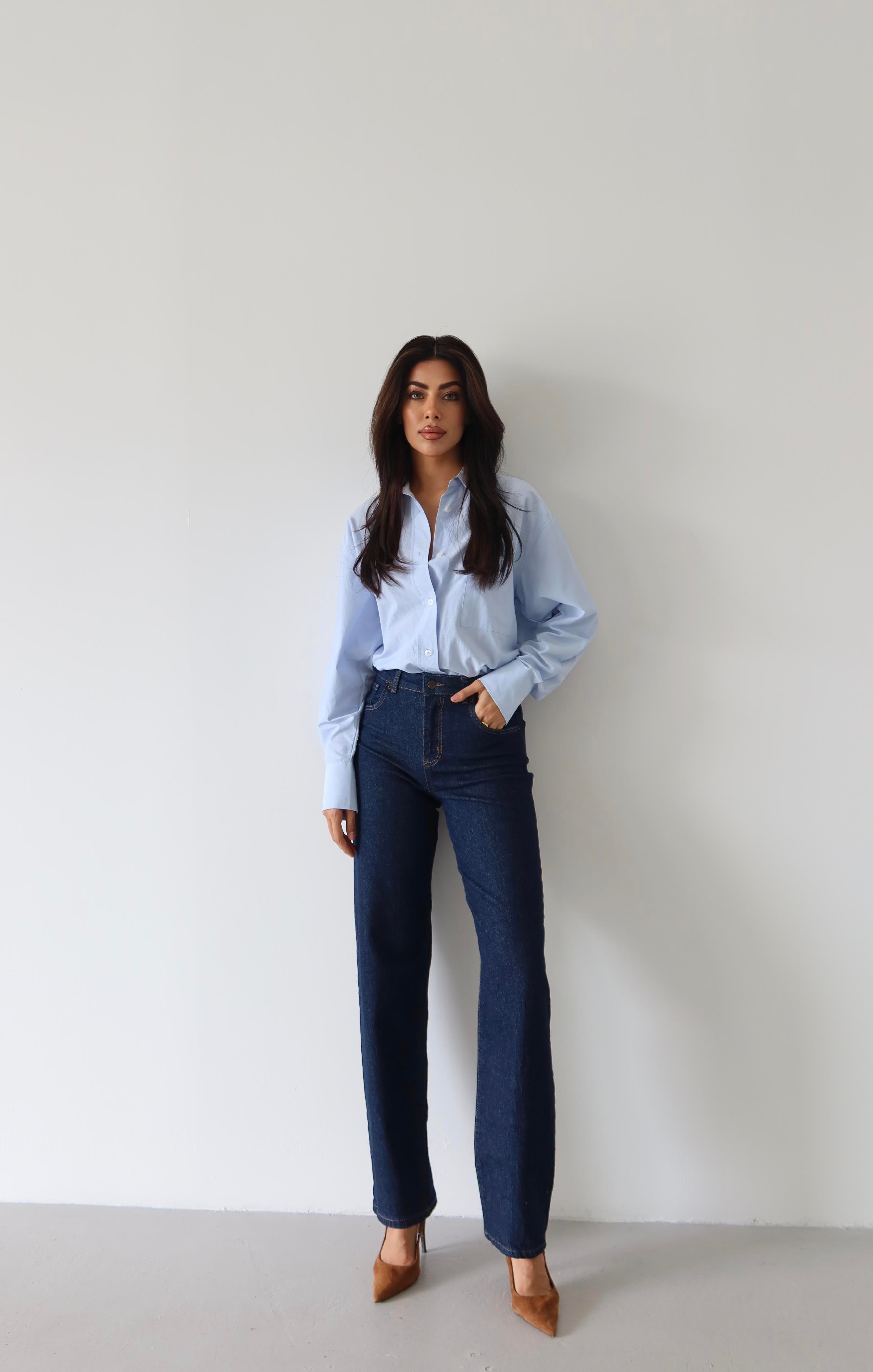 LACARINOYüksek Bel Yarım Balon Kalıp Rinse Jean Pantolon