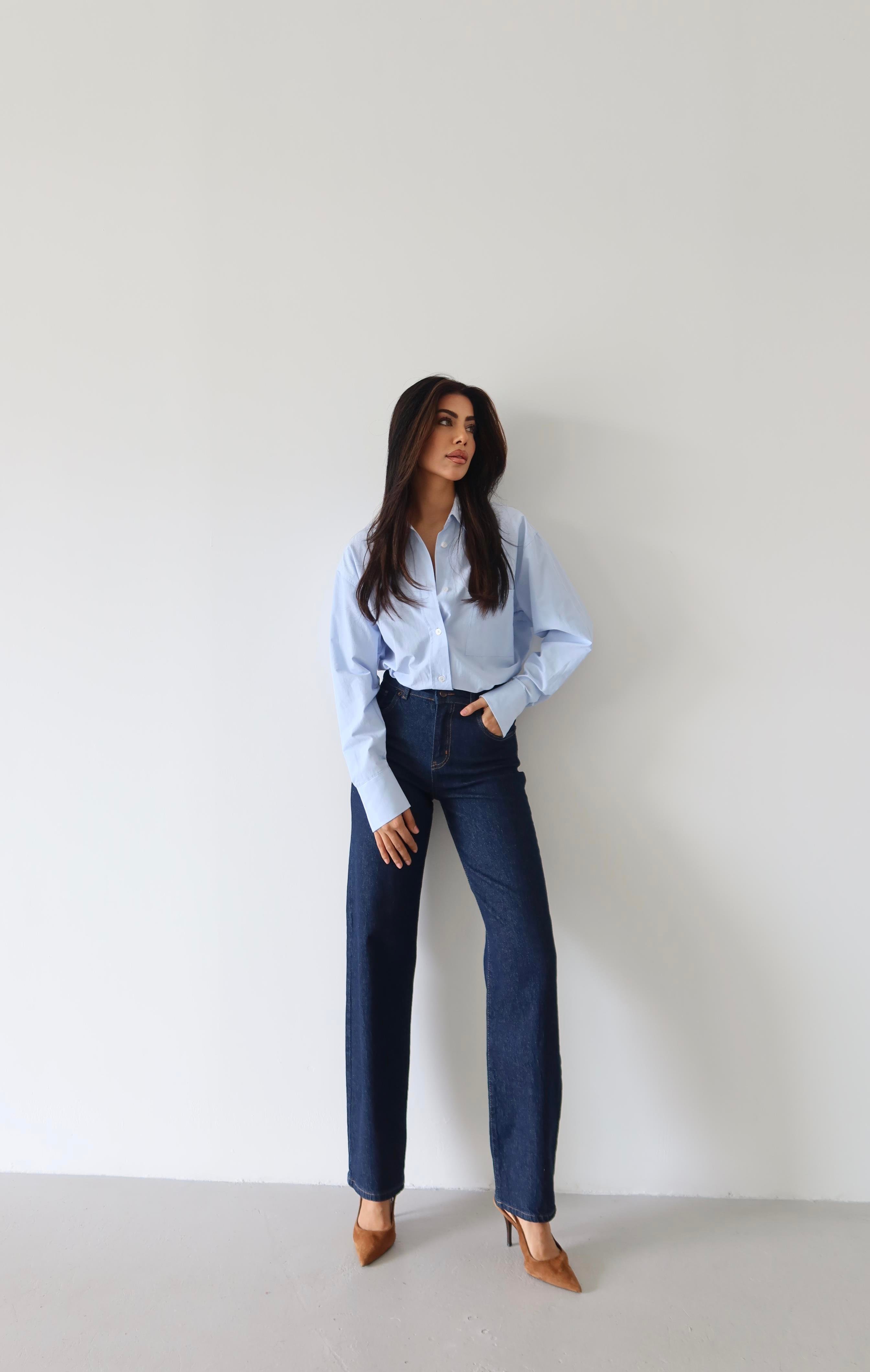 LACARINOYüksek Bel Yarım Balon Kalıp Rinse Jean Pantolon