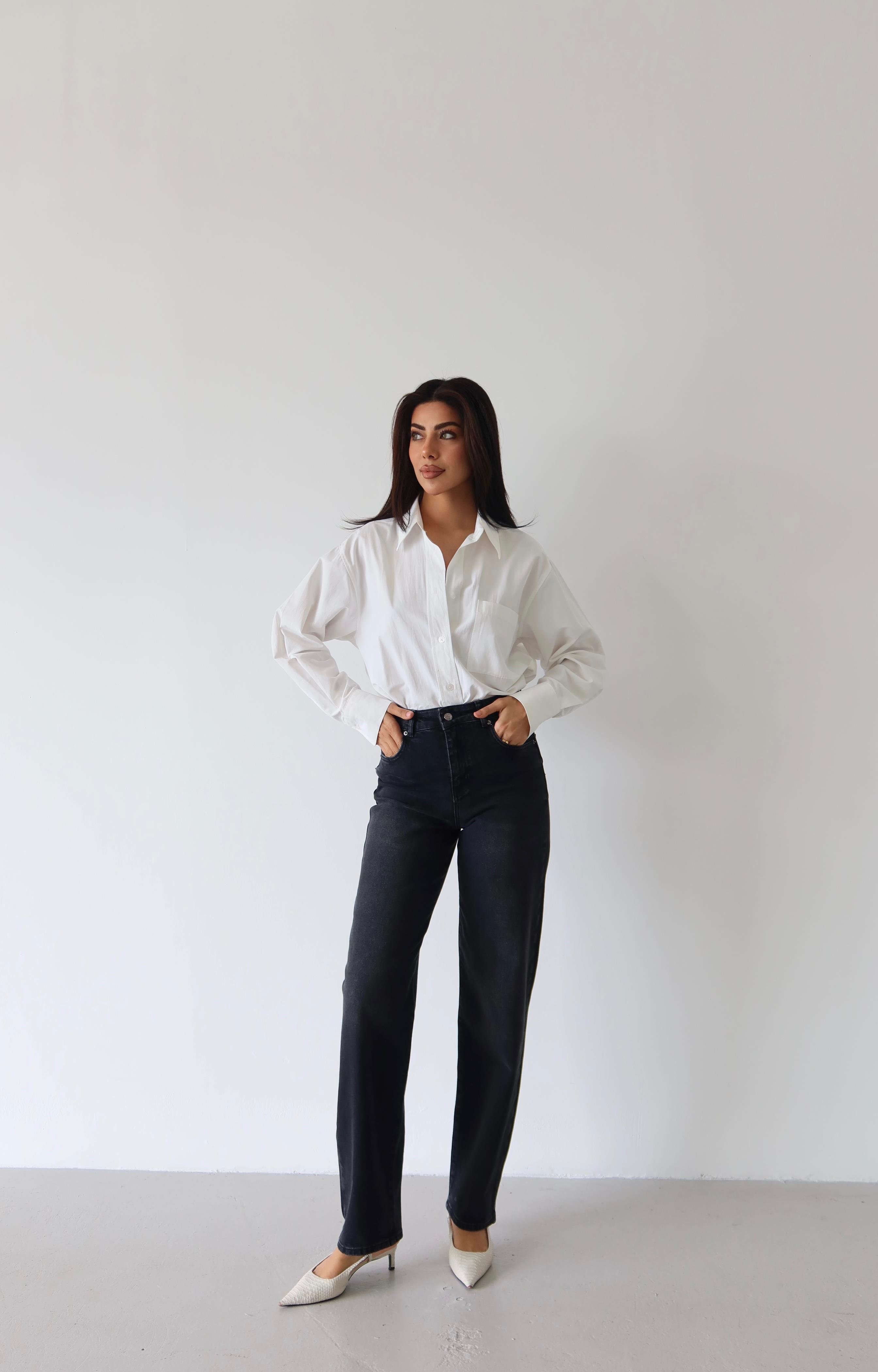 LACARINOYüksek Bel Yarım Balon Kalıp Siyah Jean Pantolon