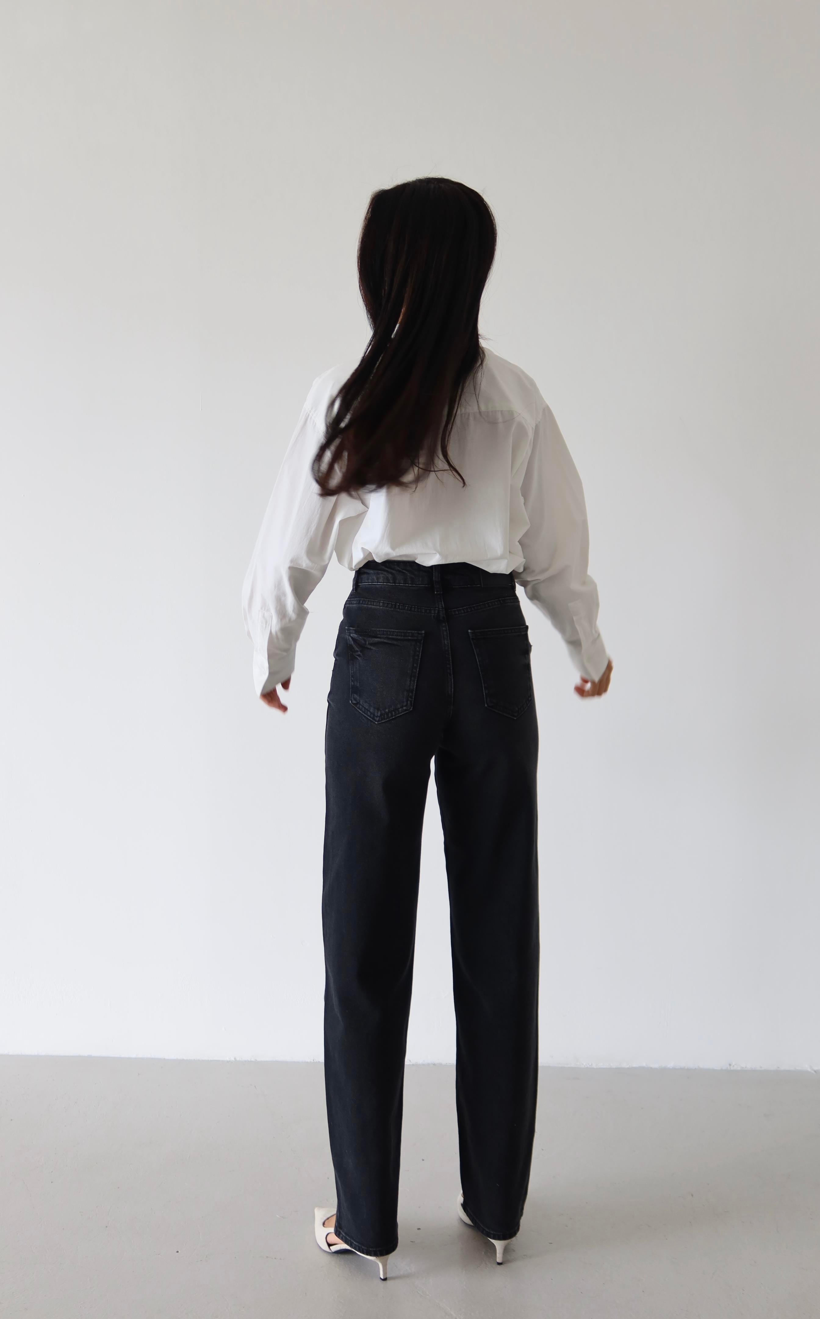 LACARINOYüksek Bel Yarım Balon Kalıp Siyah Jean Pantolon