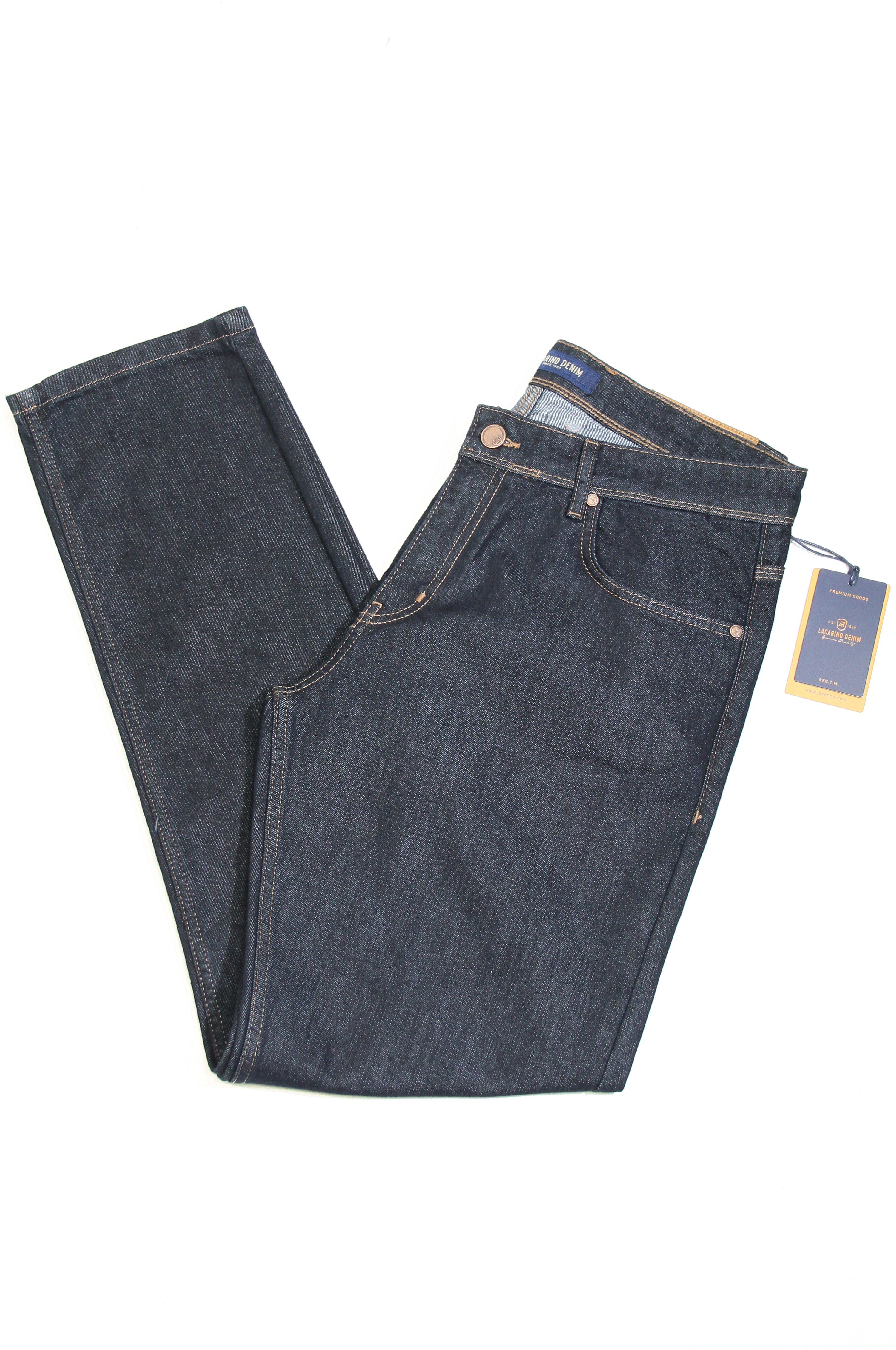 LACARINOYüksek Bel Battal Kesim Boru Paça Navy Blue Erkek Jean Pantolon