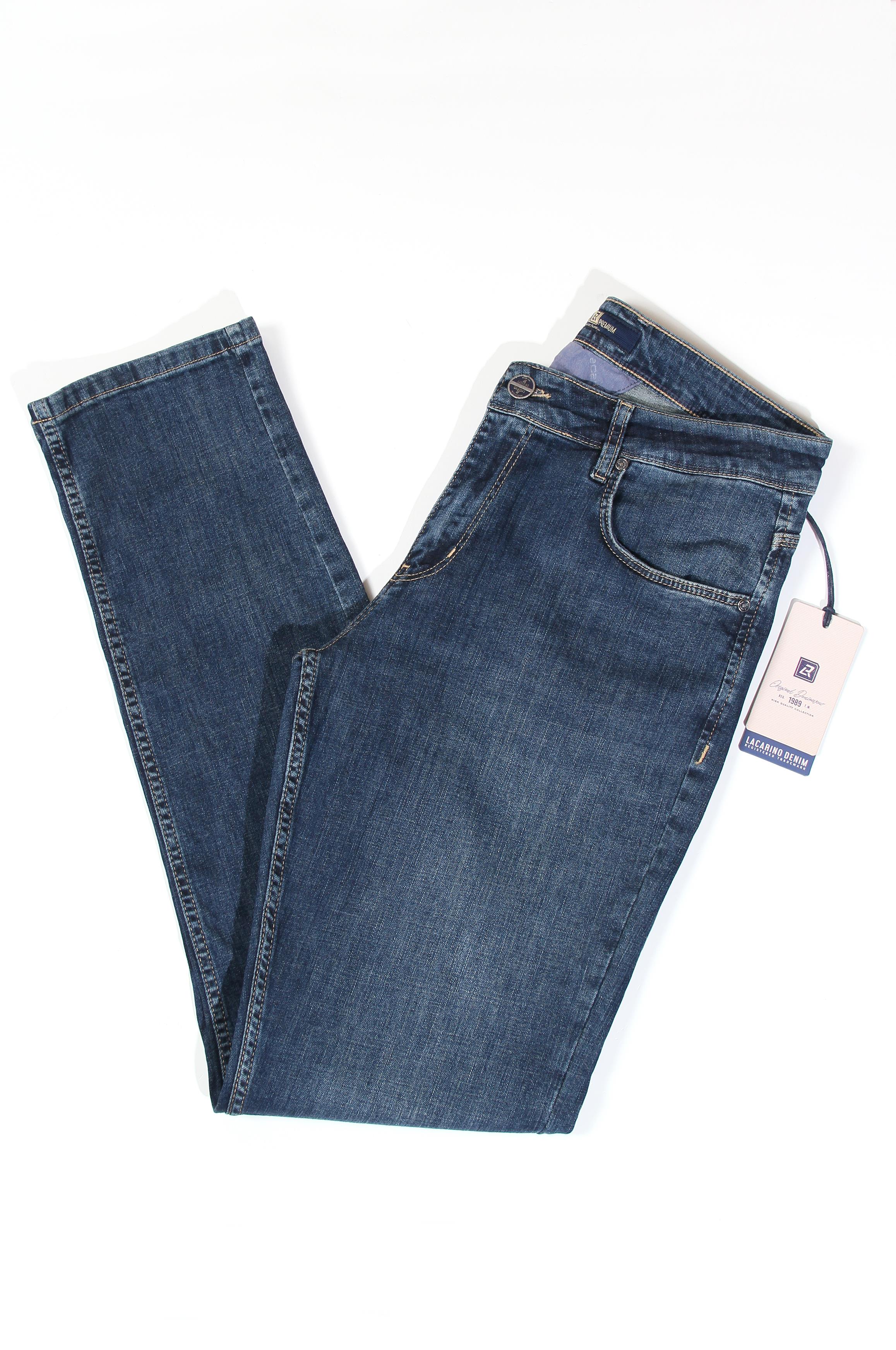 LACARINOHigh Waist Narrow Leg Dark Blue Jeans