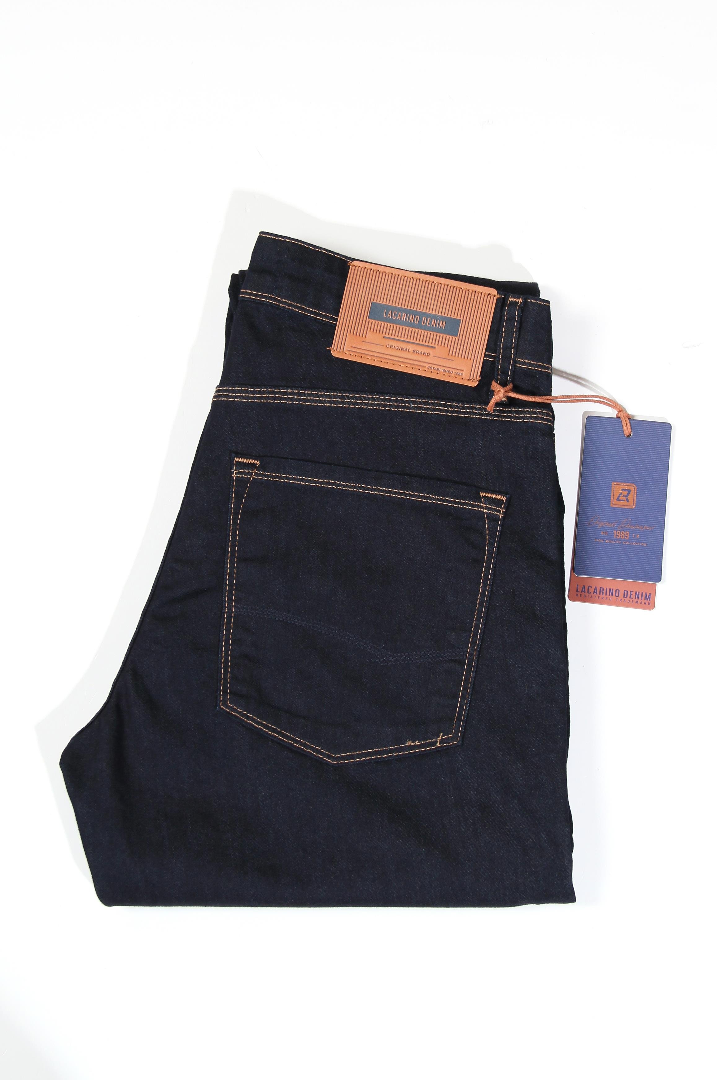 LACARINONarrow Leg High Waist Navy Blue Jeans