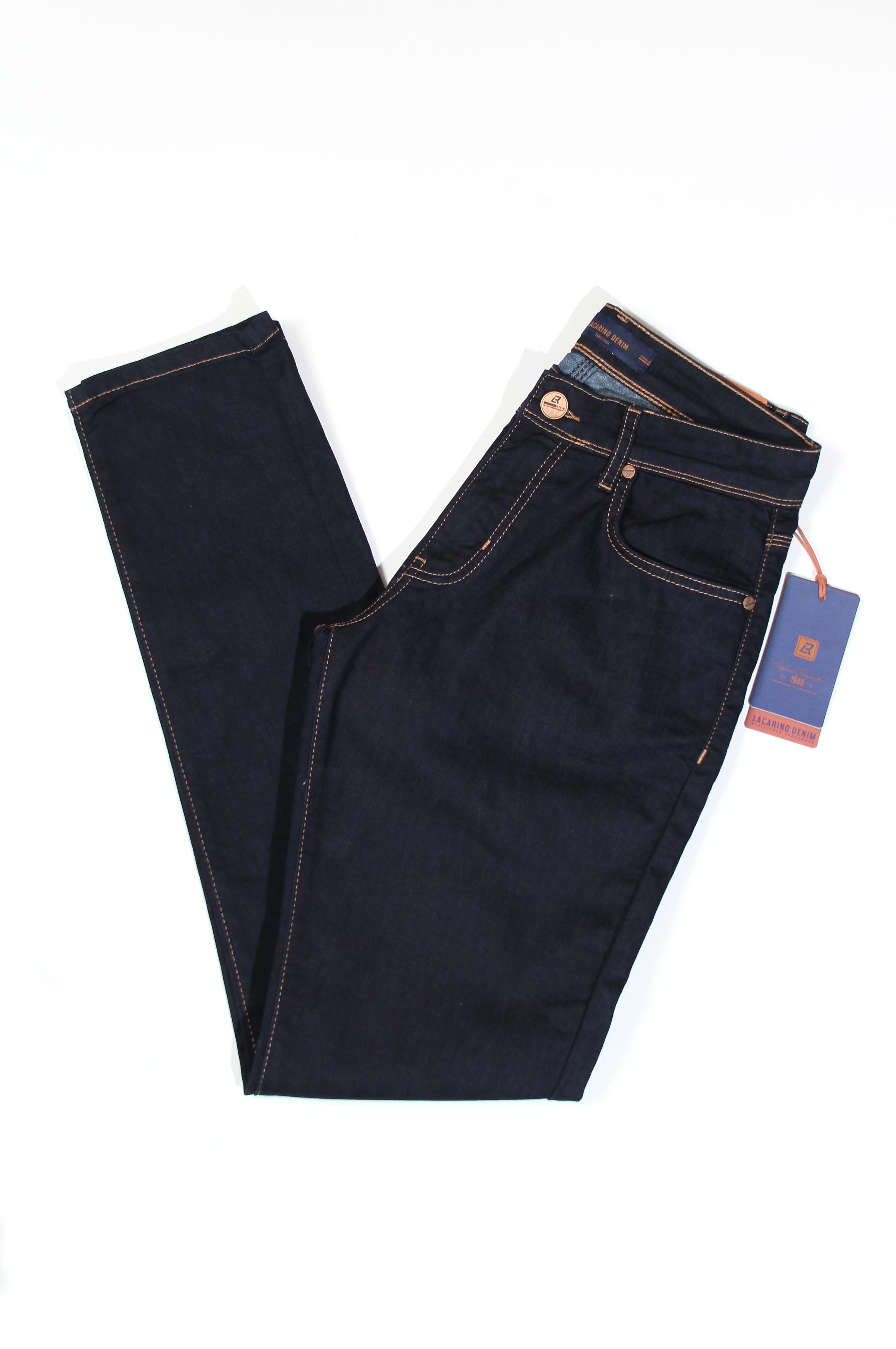 LACARINONarrow Leg High Waist Navy Blue Jeans