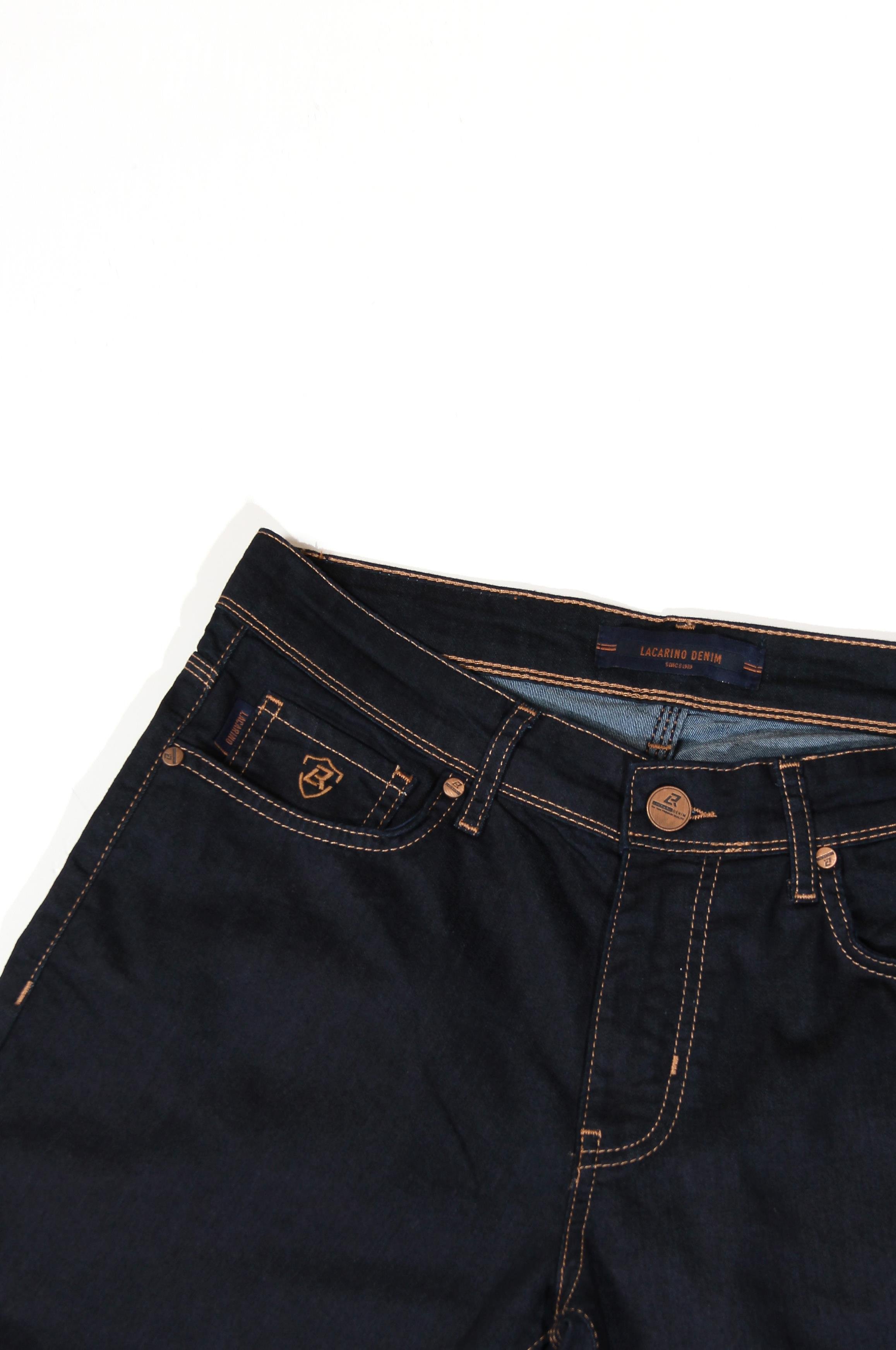 LACARINONarrow Leg High Waist Navy Blue Jeans