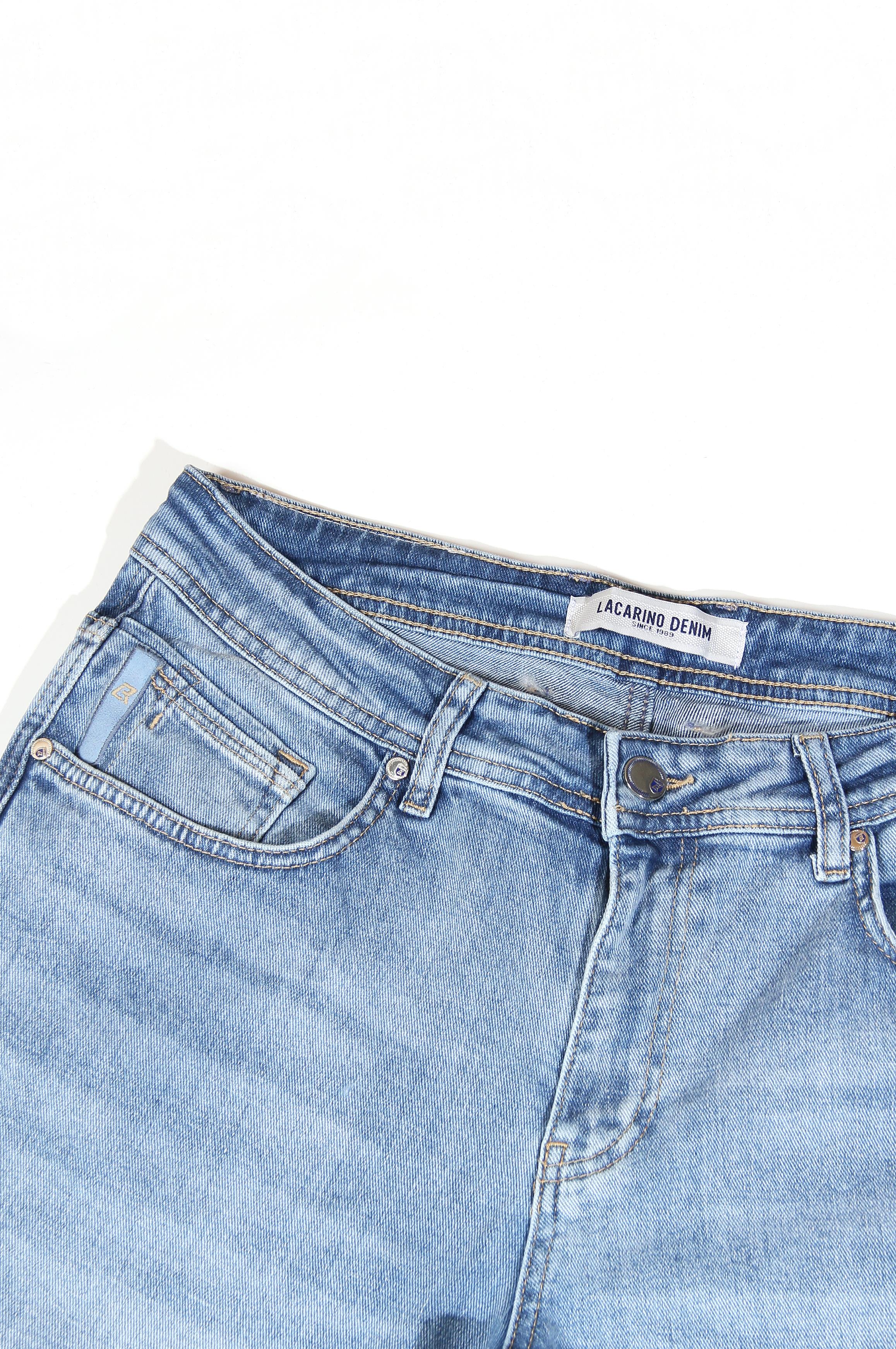 LACARINOMen's Narrow Leg Light Blue Jeans