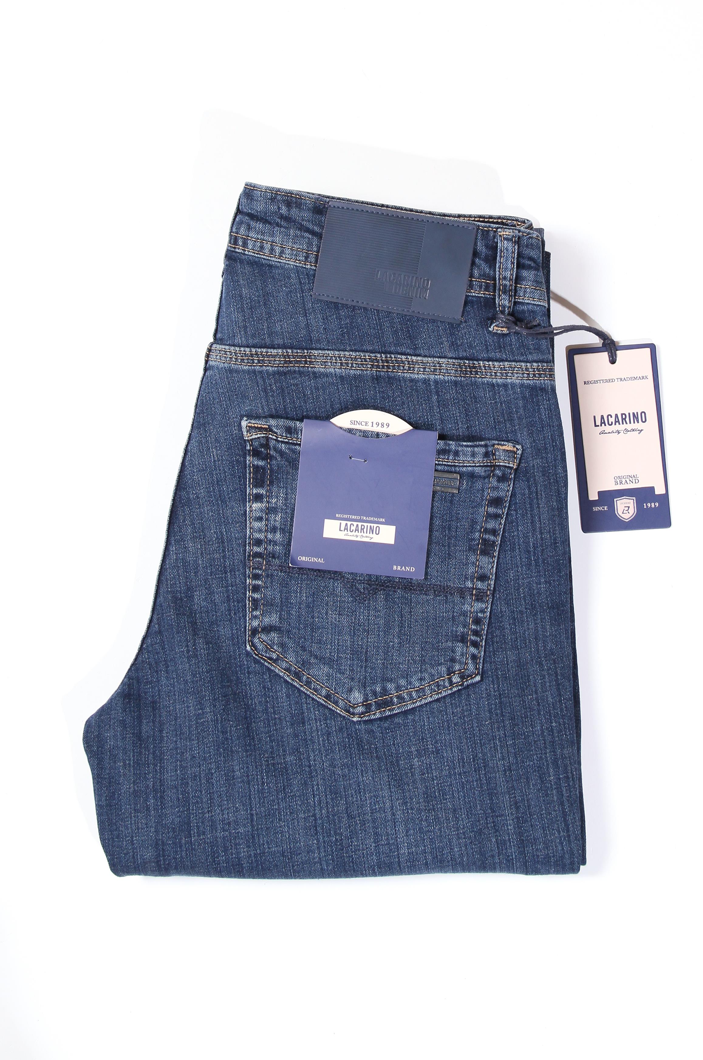 LACARINOHigh Waist Tubular Leg Dark Blue Jeans