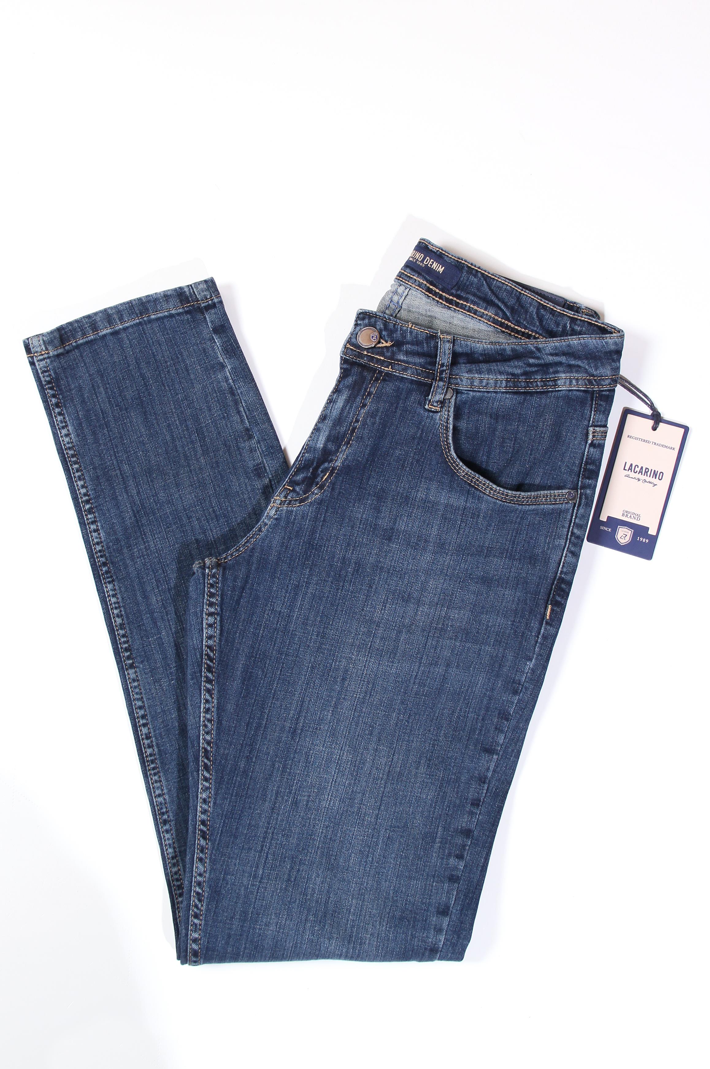 LACARINOHigh Waist Tubular Leg Dark Blue Jeans