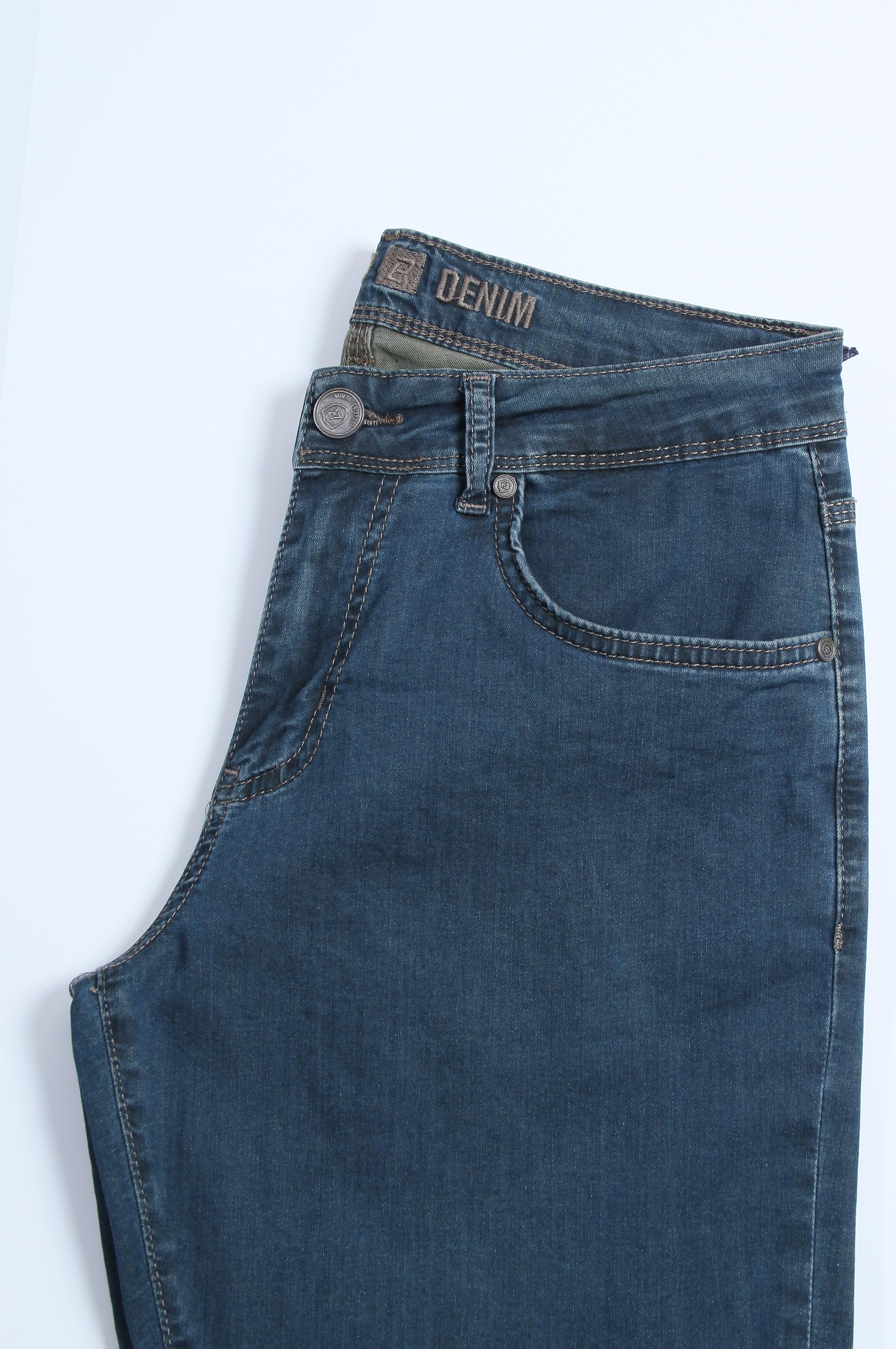 LACARINOYüksek Bel Dar Paça Blue Haki Ek Beden Erkek Jean Pantolon