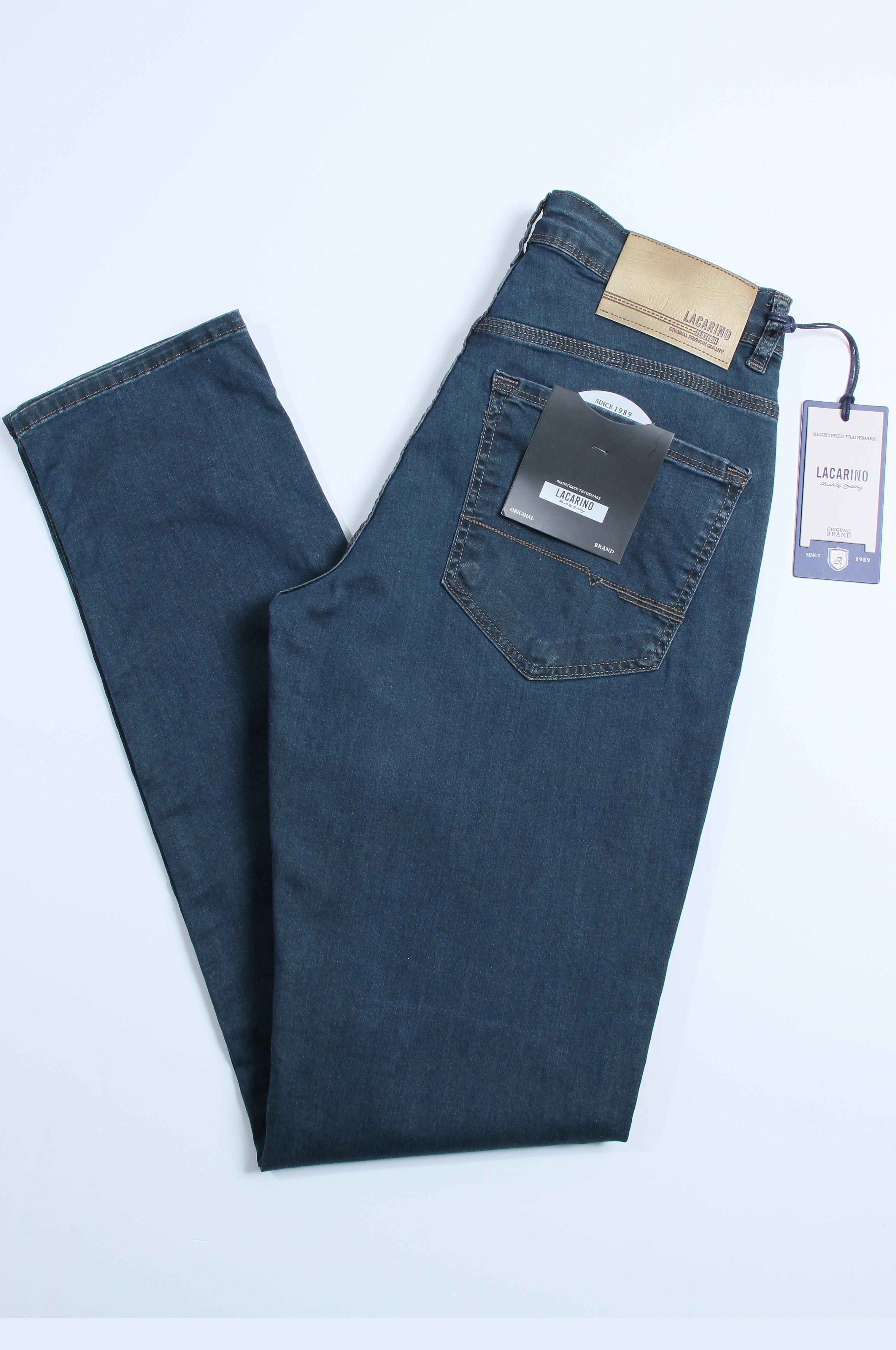 LACARINOYüksek Bel Dar Paça Blue Haki Ek Beden Erkek Jean Pantolon
