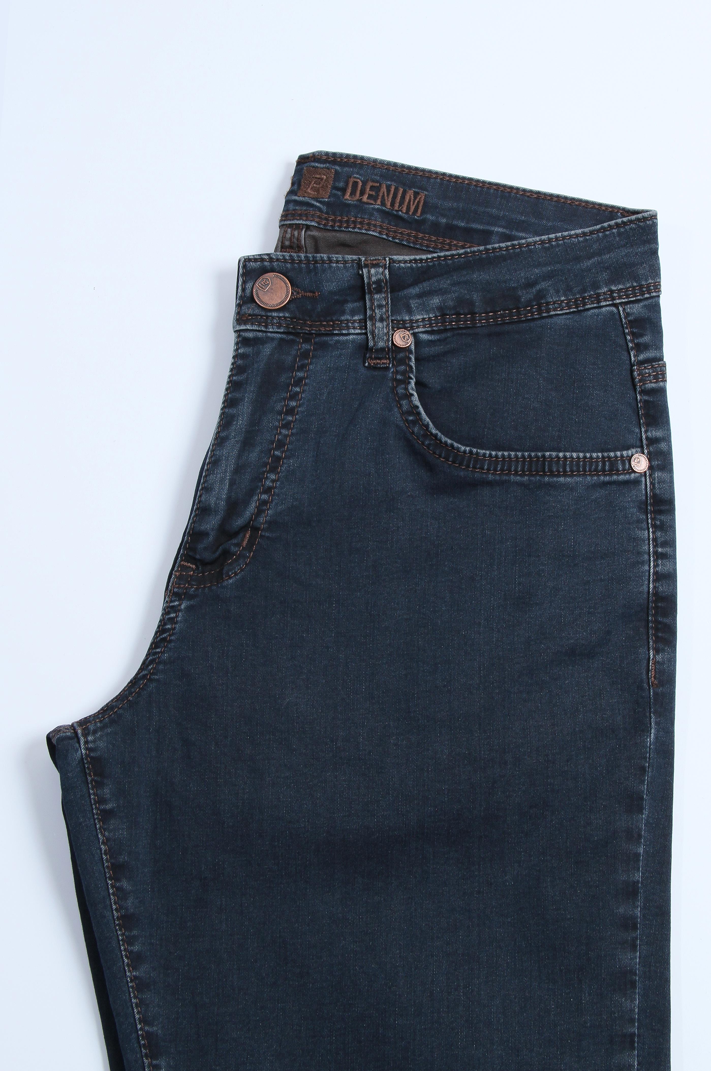 LACARINOYüksek Bel Dar Paça Blue Kahve Ek Beden Erkek Jean Pantolon