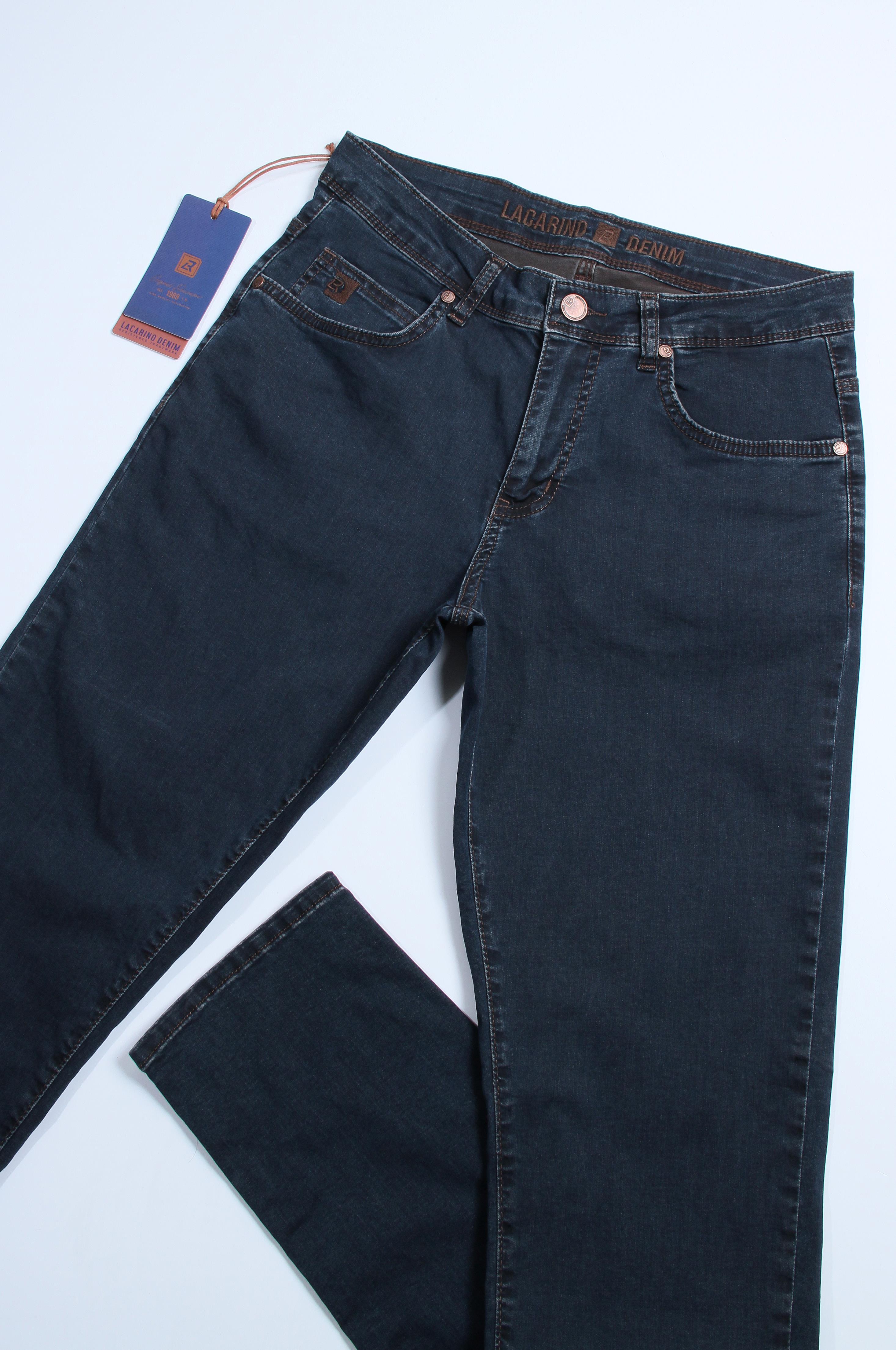 LACARINOYüksek Bel Dar Paça Blue Kahve Ek Beden Erkek Jean Pantolon