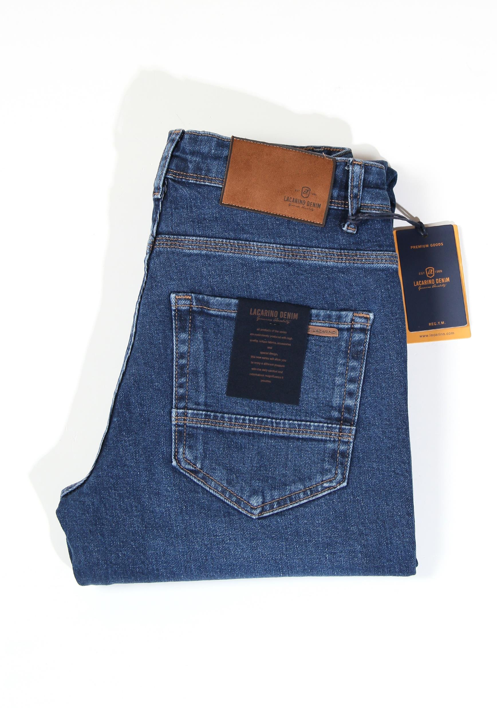 LACARINOErkek Yüksek Bel Dar Paça Charp Blue Jean Pantolon