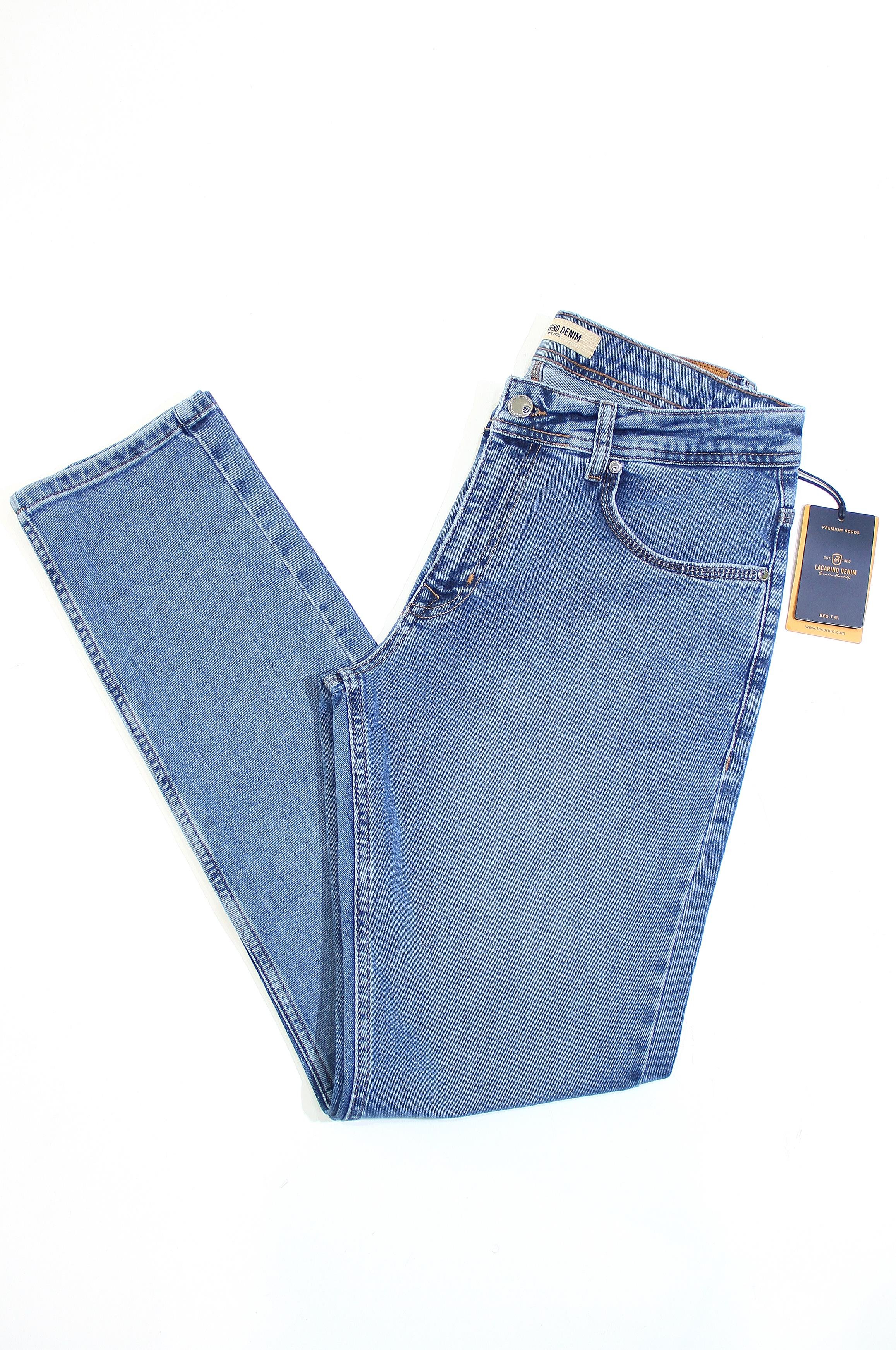 LACARINOYüksek Bel Dar Paça Blue Erkek Jean Pantolon 