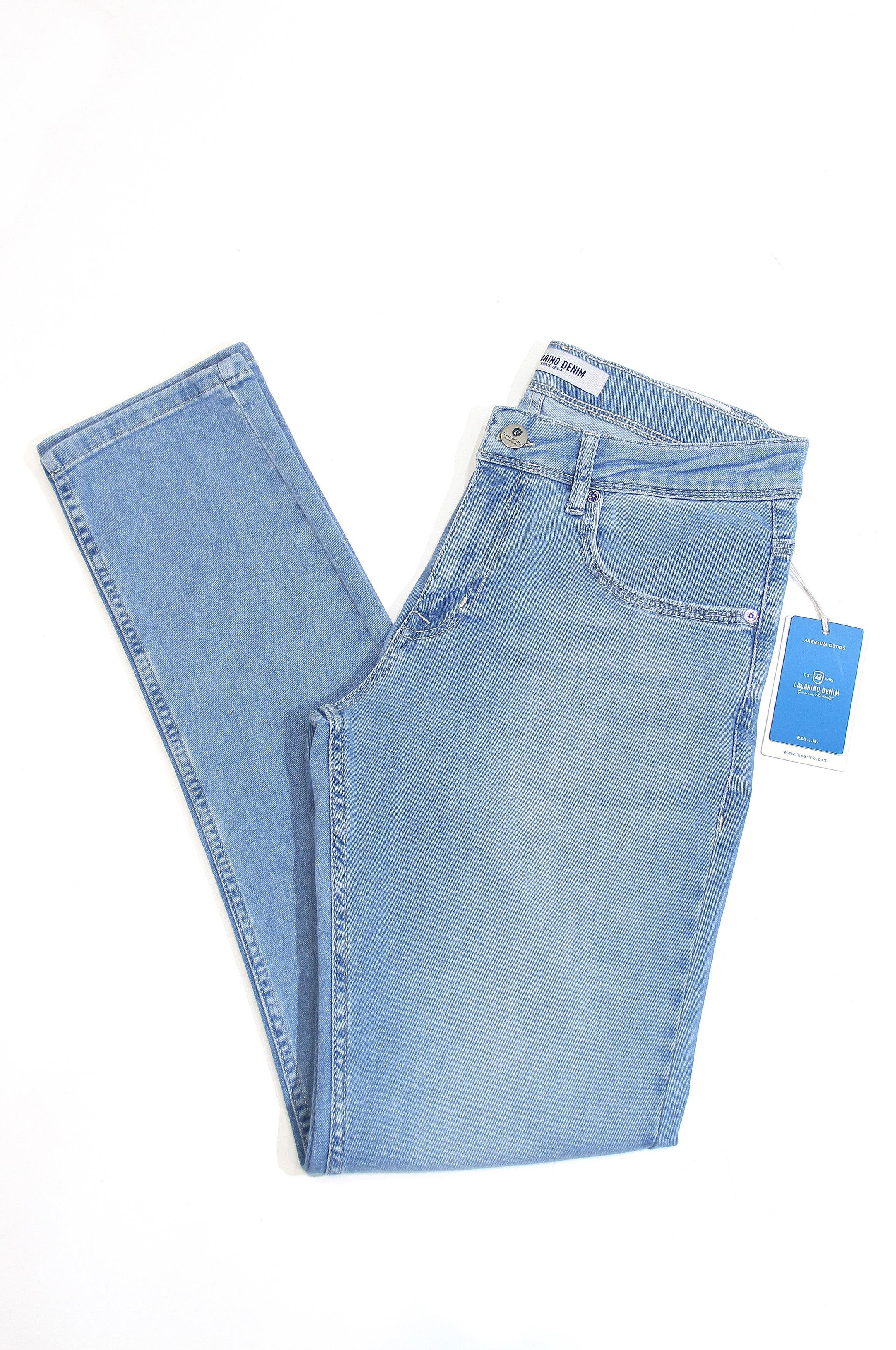 LACARINOYüksek Bel Dar Paça Ice Blue Erkek Jean Pantolon 