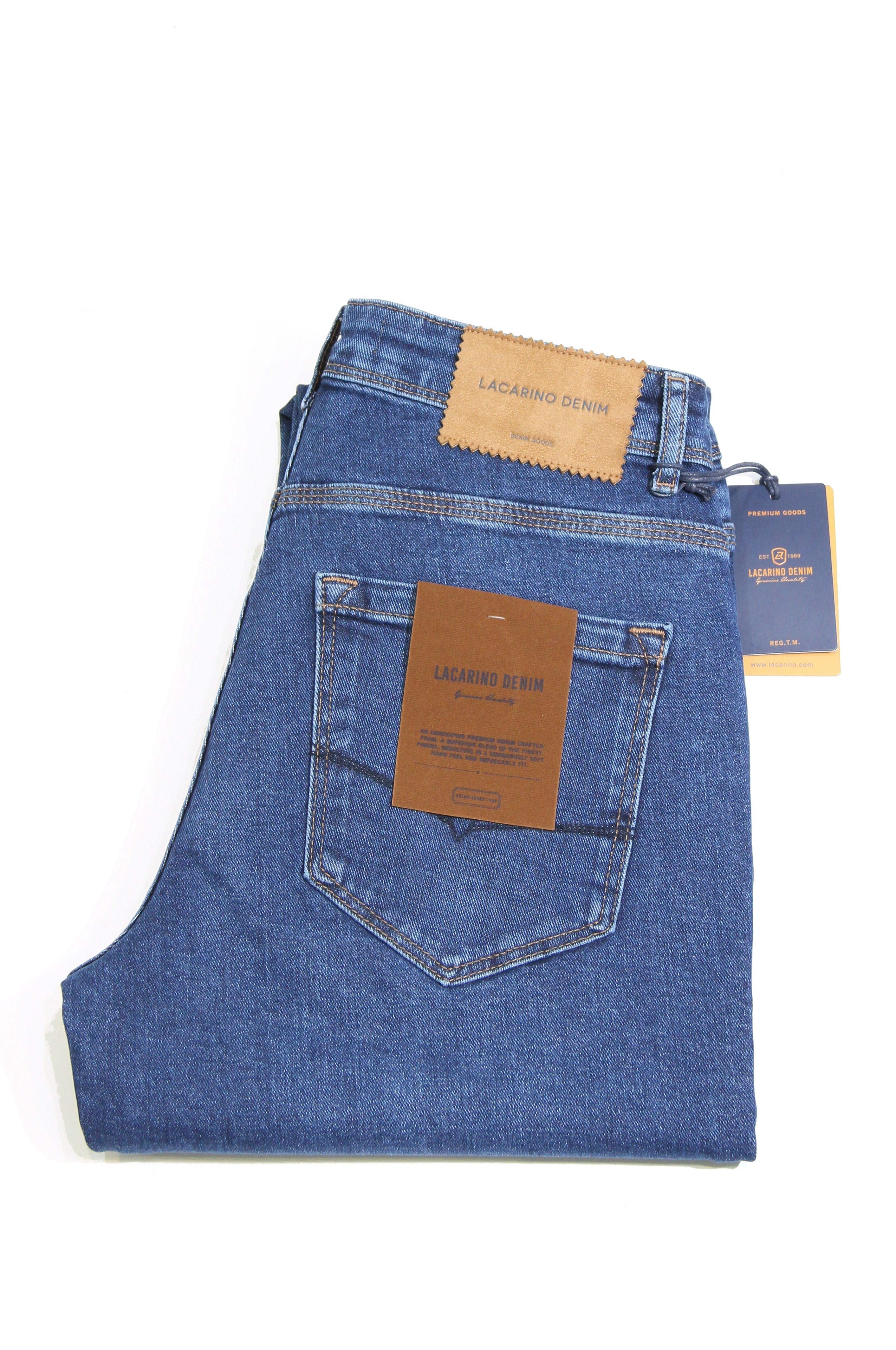LACARINOYüksek Bel Dar Paça Ocean Blue Erkek Jean Pantolon 