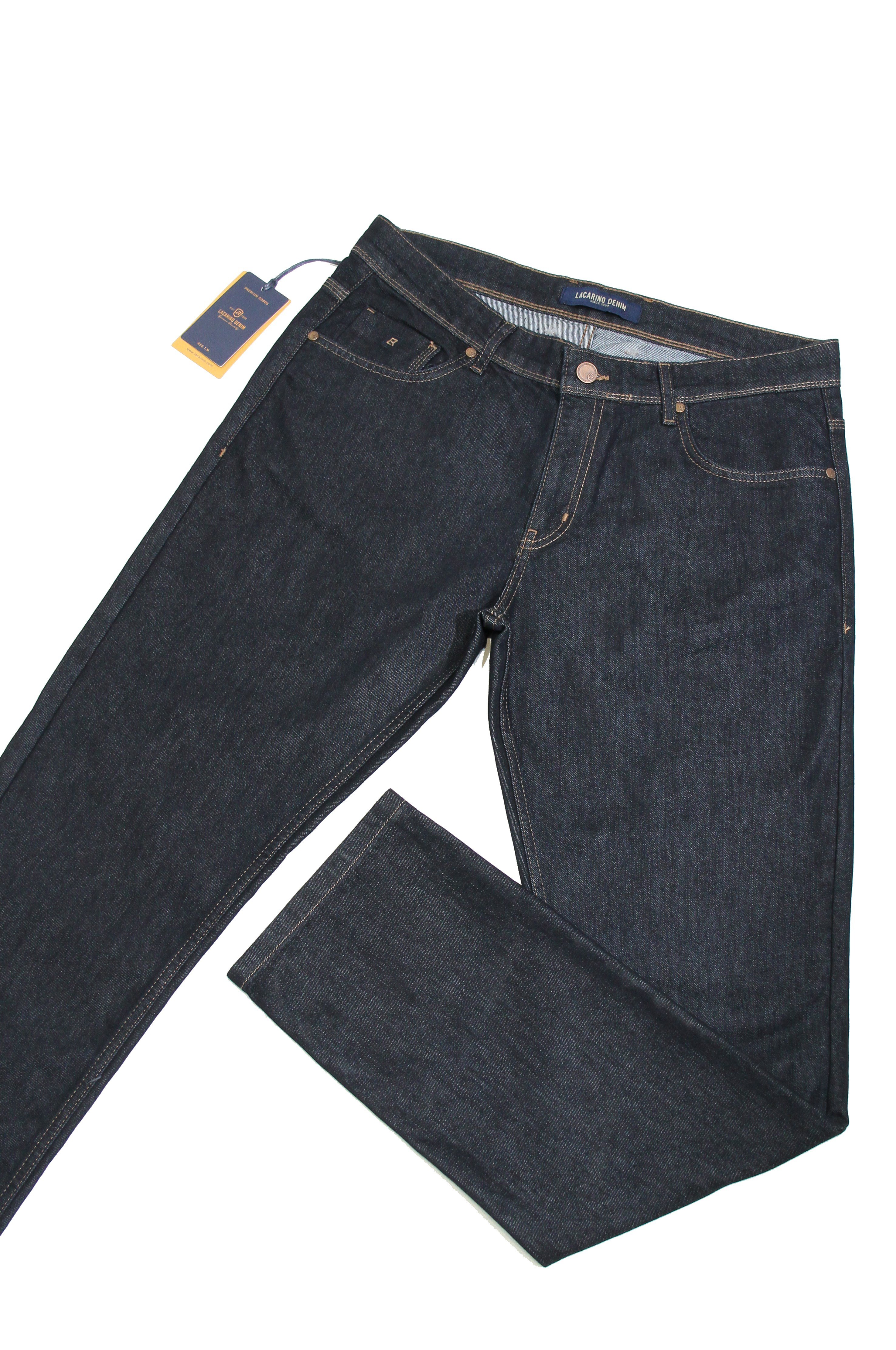 LACARINOYüksek Bel Battal Kesim Boru Paça Navy Blue Erkek Jean Pantolon