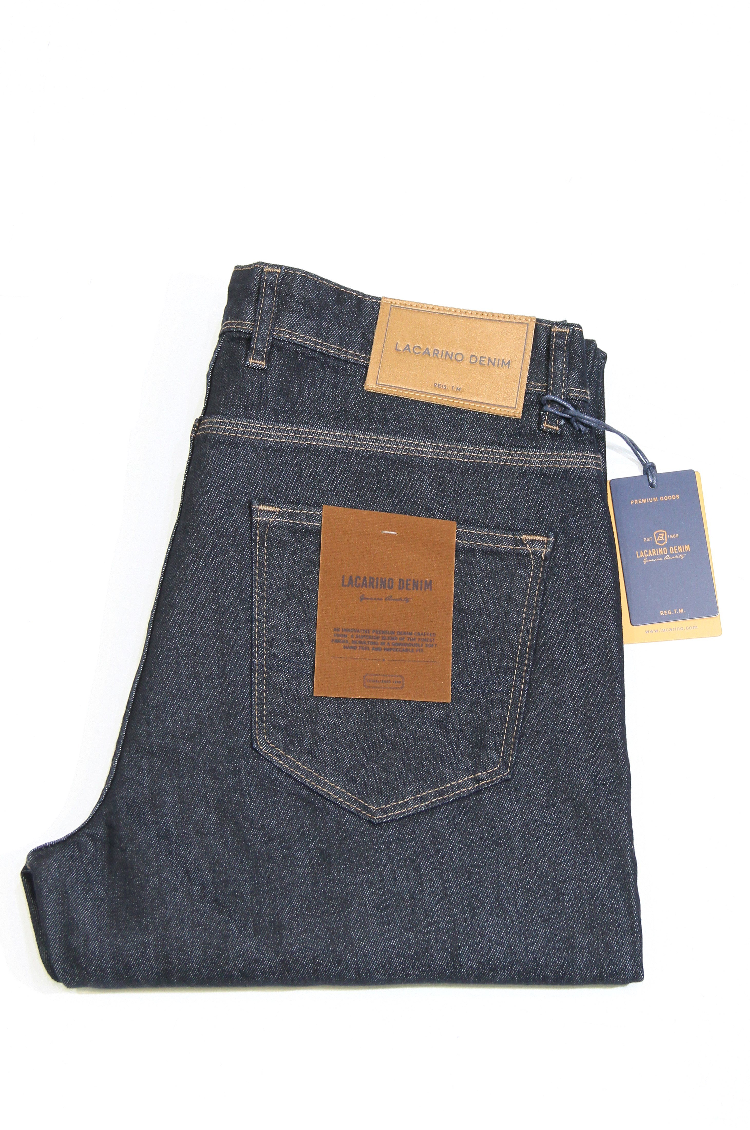 LACARINOYüksek Bel Battal Kesim Boru Paça Navy Blue Erkek Jean Pantolon