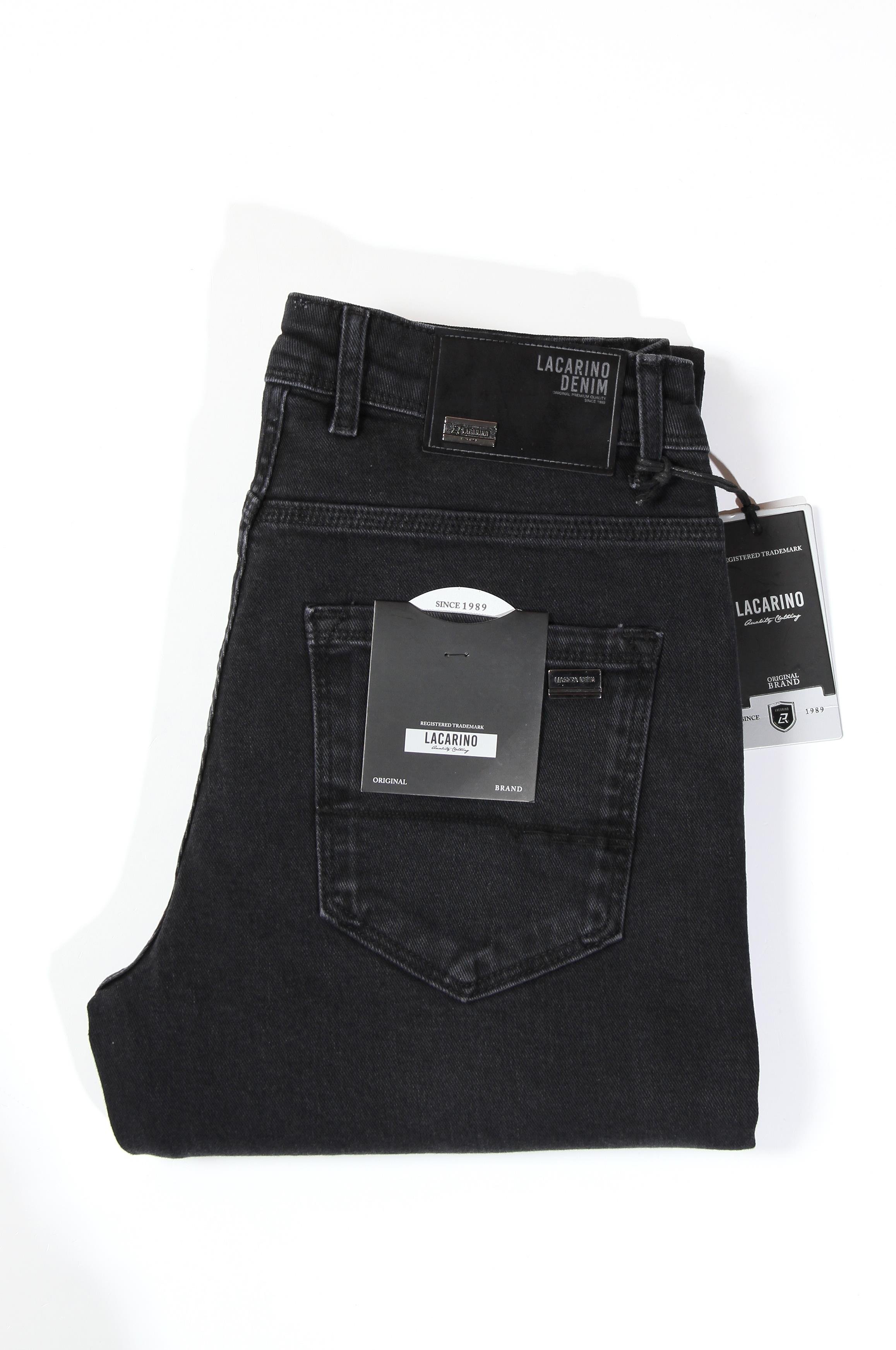 LACARINOErkek Yüksek Bel Yarım Boru Paça Füme Jean Pantolon