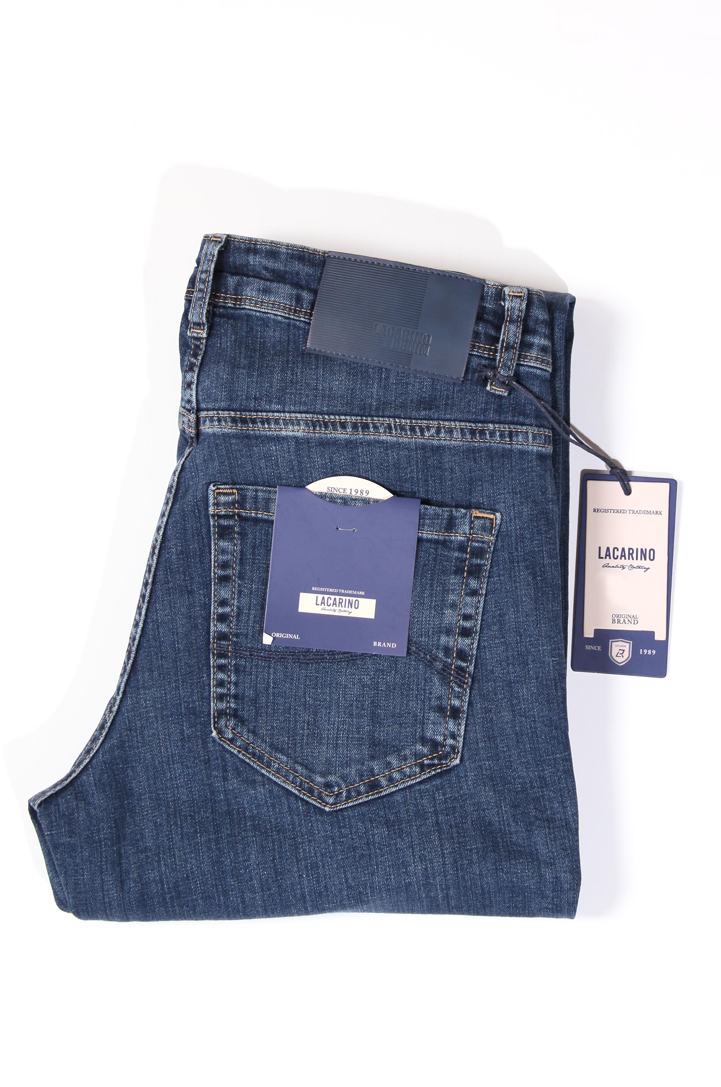 LACARINOHigh Waist Tubular Leg Dark Blue Jeans