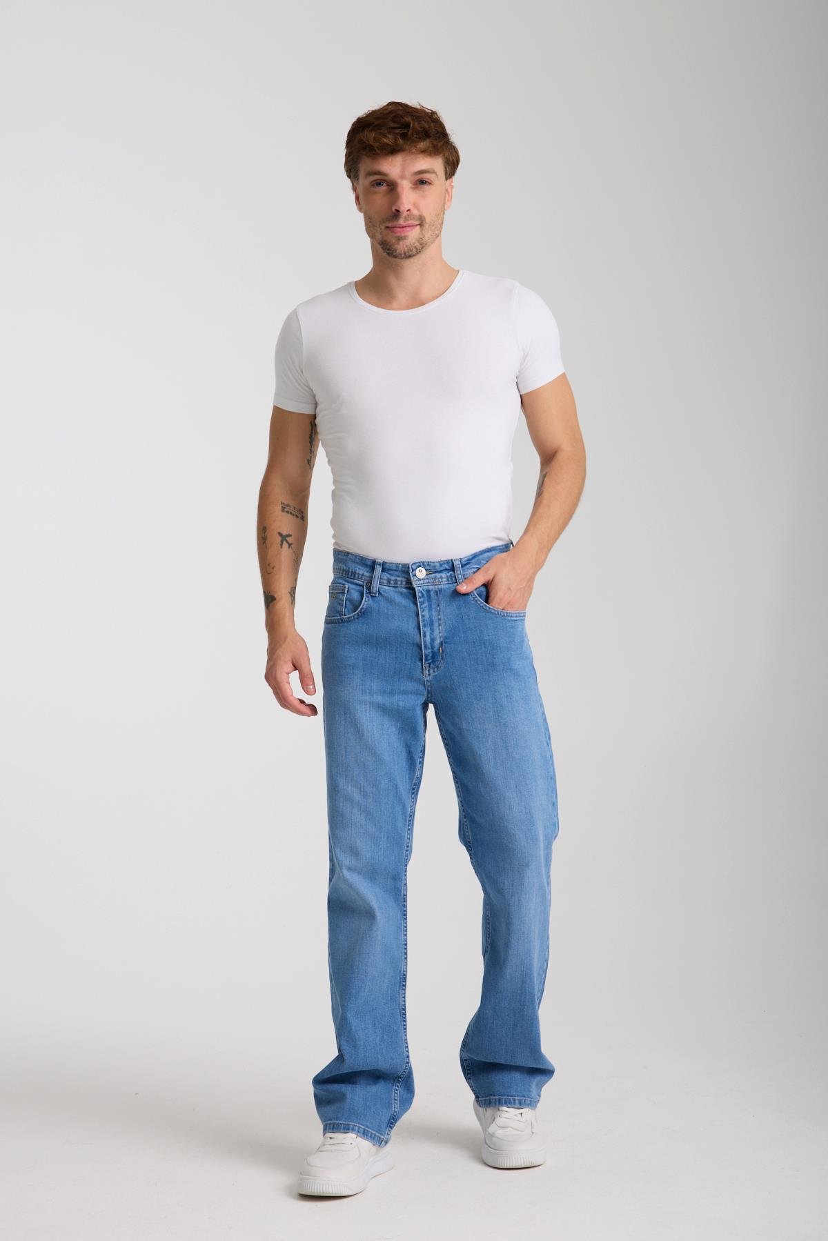 LACARINOYüksek Bel Hafif Dar Paça Regular Fit Kalıp Blue Erkek Pantolon