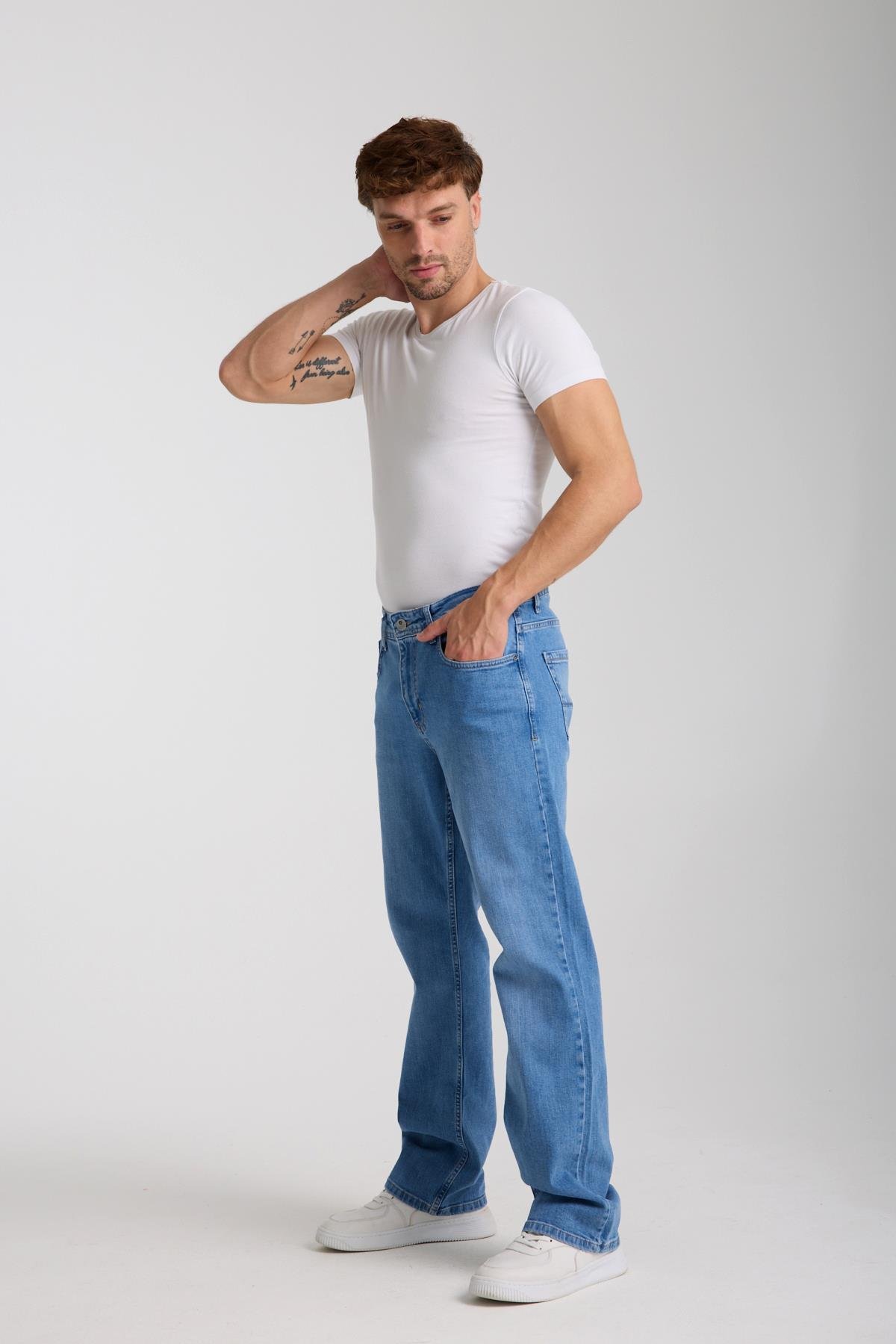 LACARINOYüksek Bel Hafif Dar Paça Regular Fit Kalıp Blue Erkek Pantolon