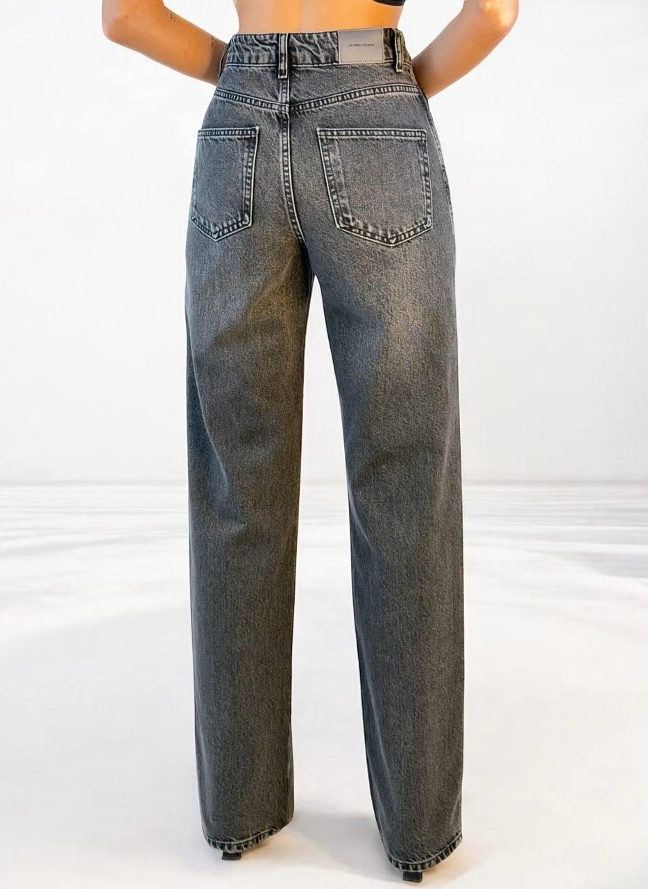 LACARINOYüksek Bel Normal Kalıp Onyx Black Jean Pantolon