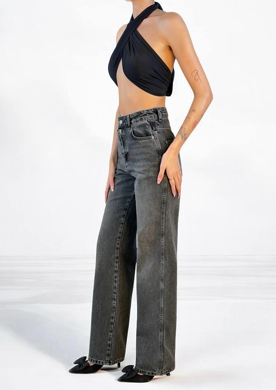 LACARINOYüksek Bel Normal Kalıp Onyx Black Jean Pantolon