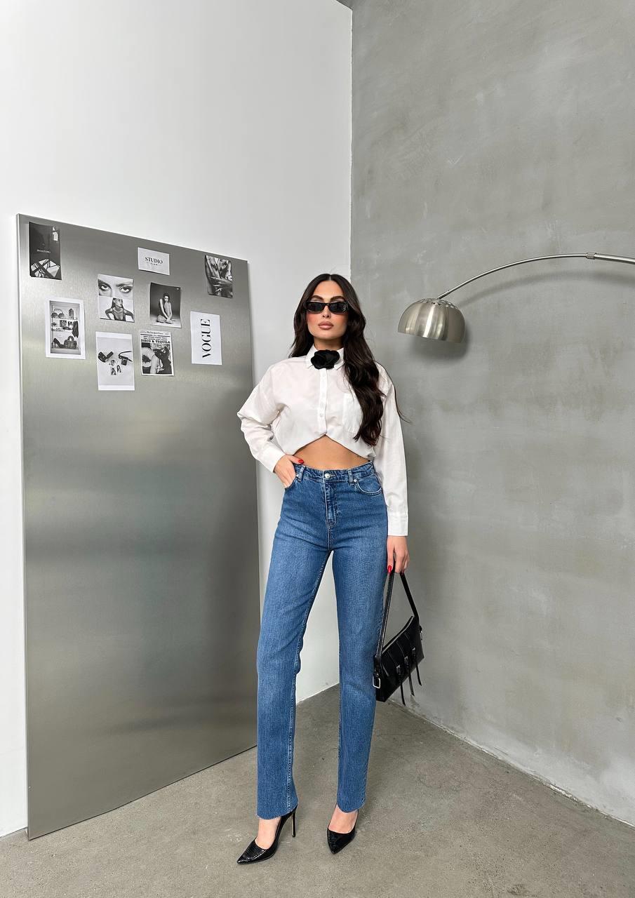 LACARINOYüksek Bel Paça Detaylı Blue Jean Patnolon