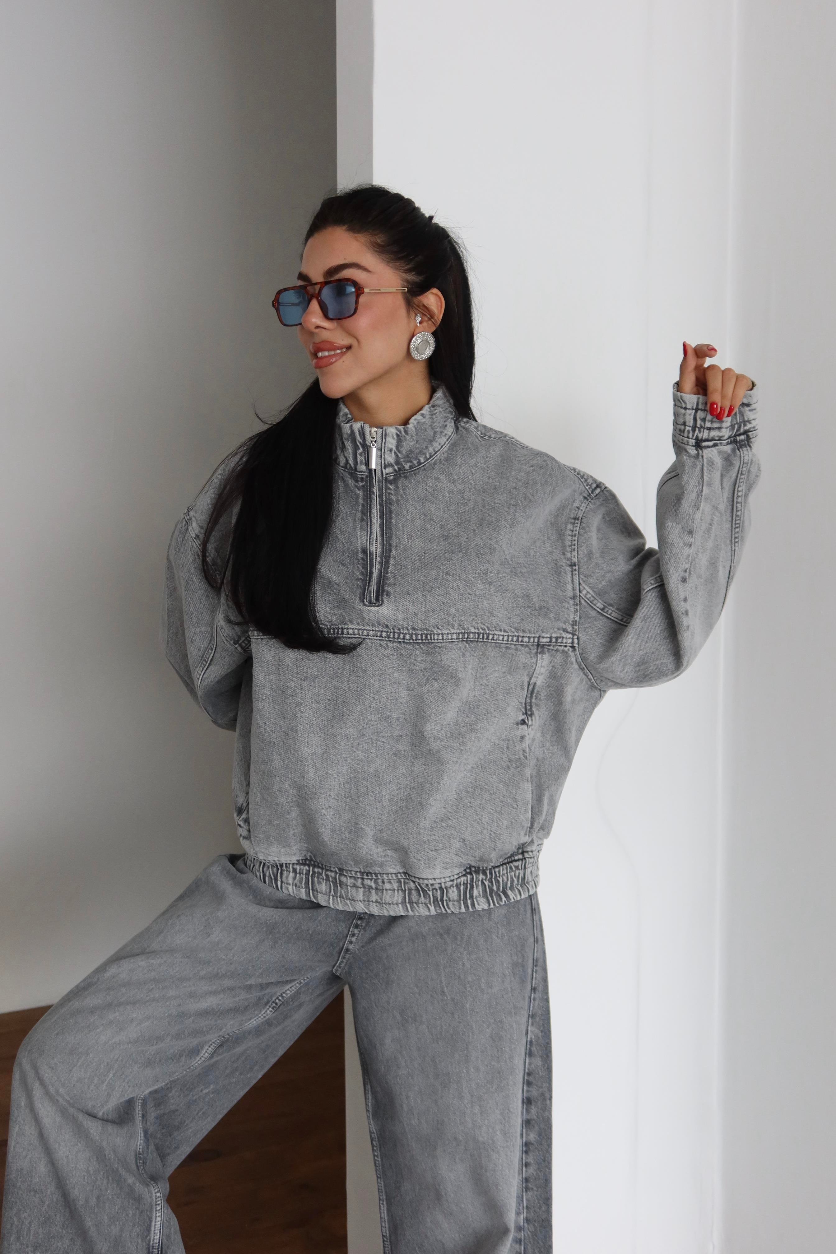 LACARINOYaka Fermuar Detaylı Unisex Sweatshirt