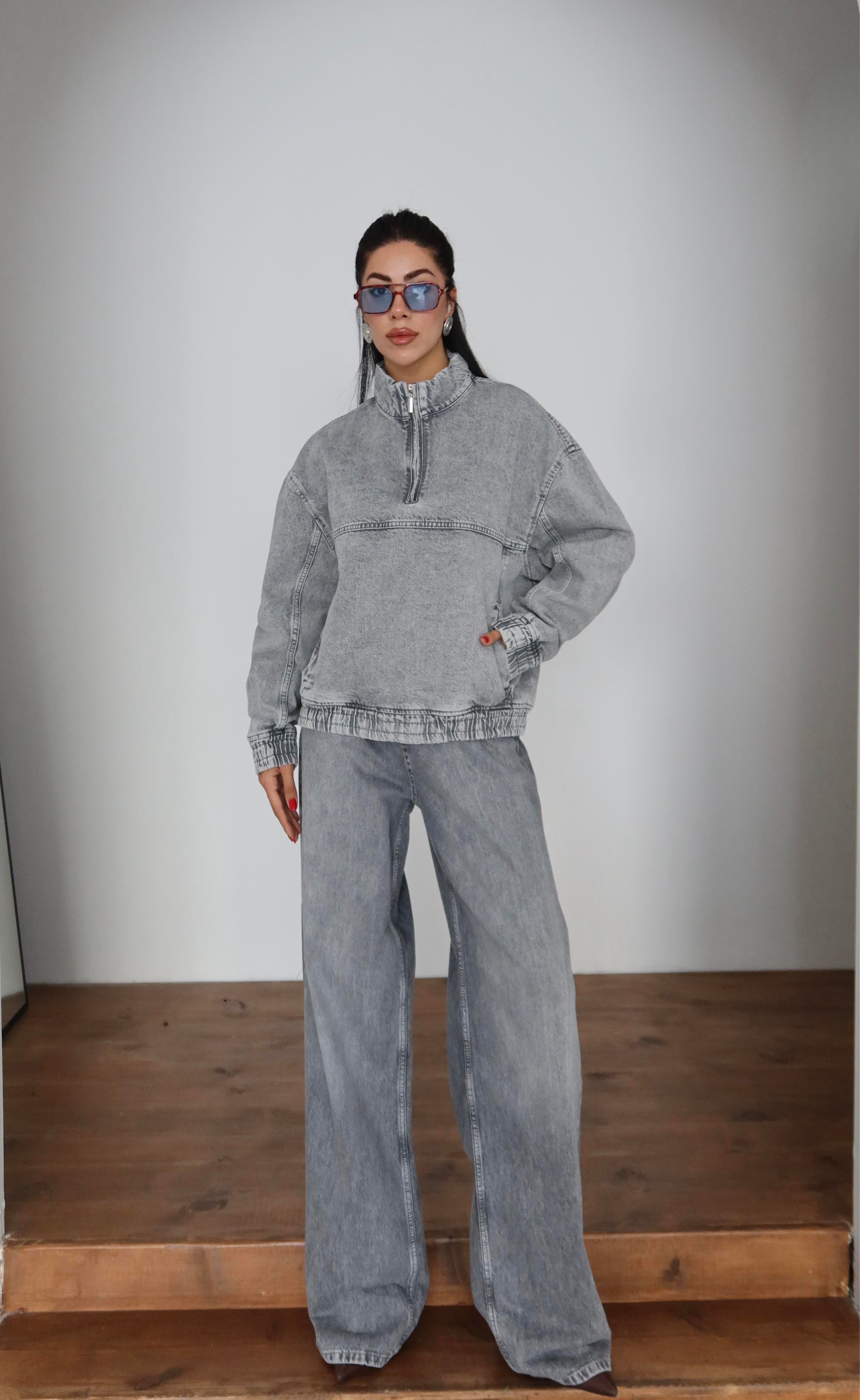 LACARINOYaka Fermuar Detaylı Unisex Sweatshirt