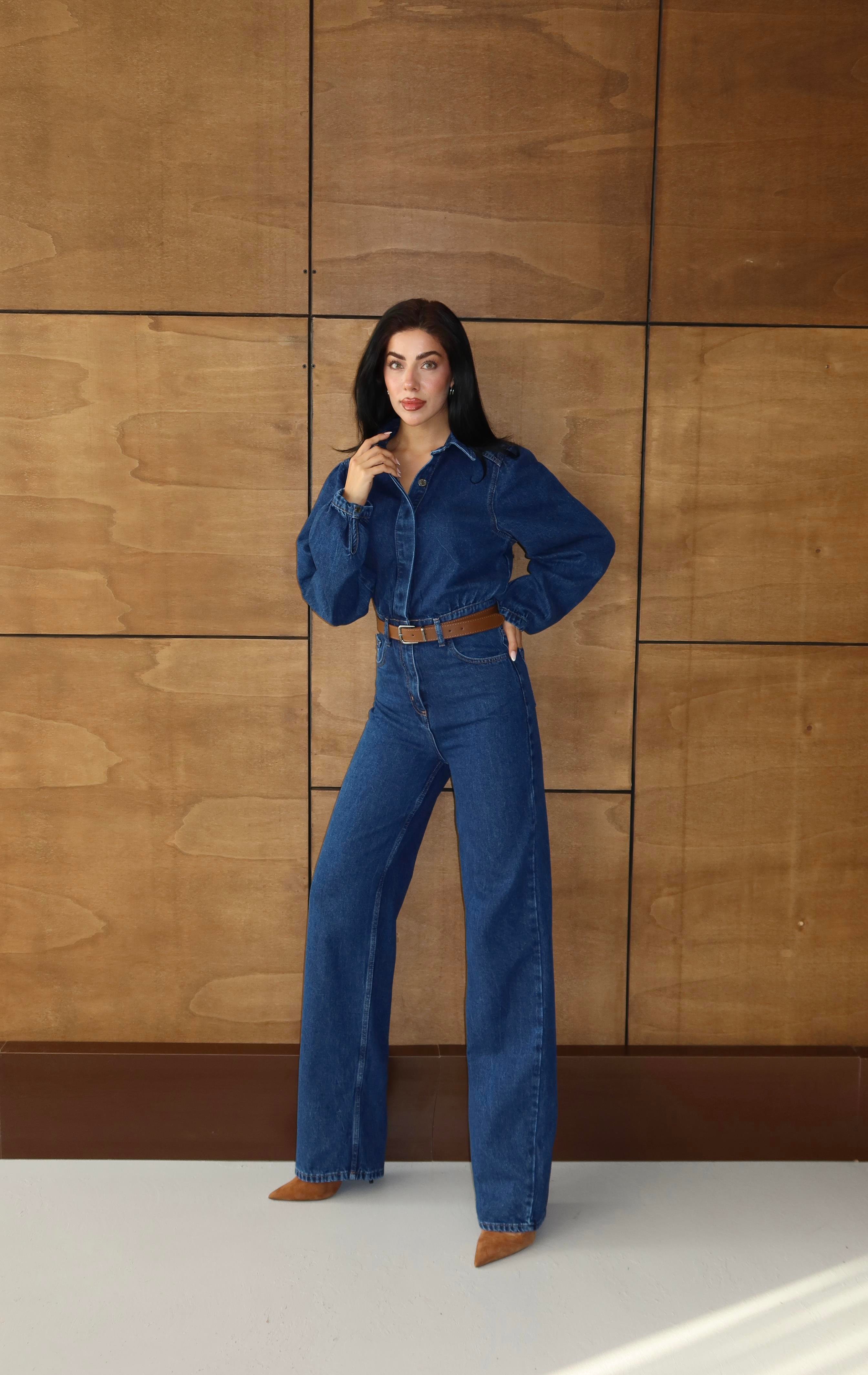 LACARINOKemer Detaylı Dark Blue Tulum 