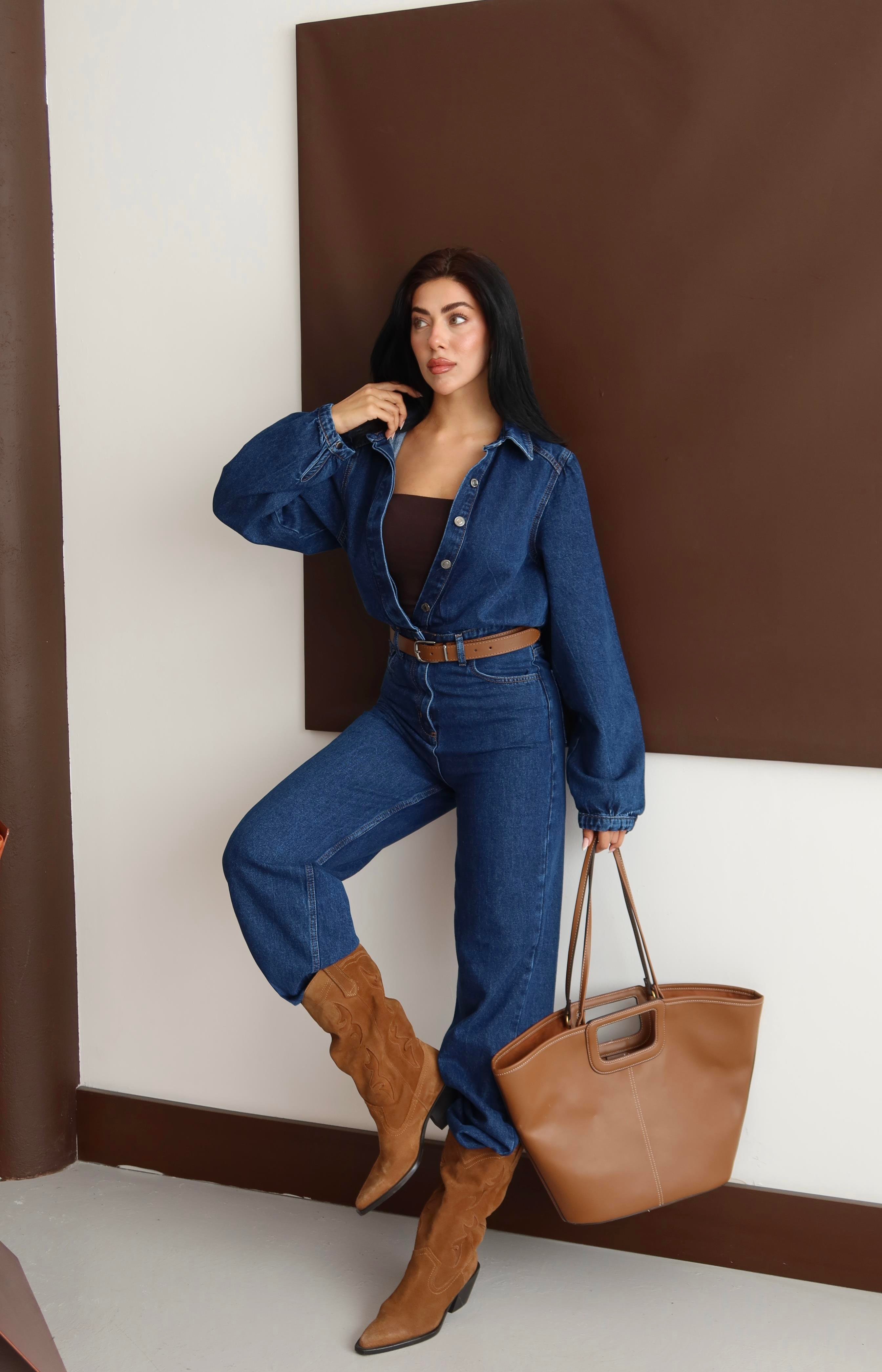 LACARINOKemer Detaylı Dark Blue Tulum 