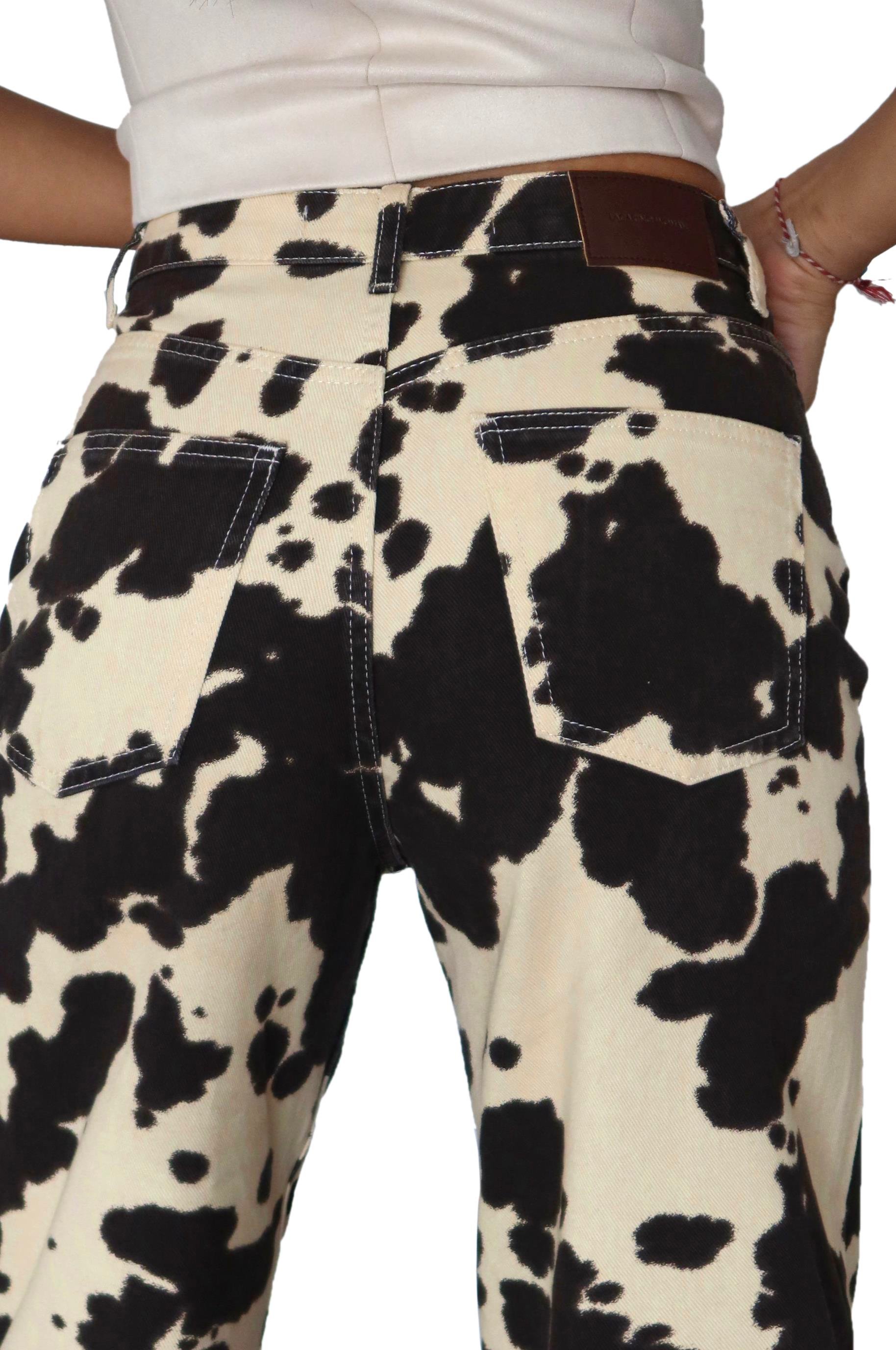 LACARINOHigh Waist Loose Fit Patterned Brown Jeans