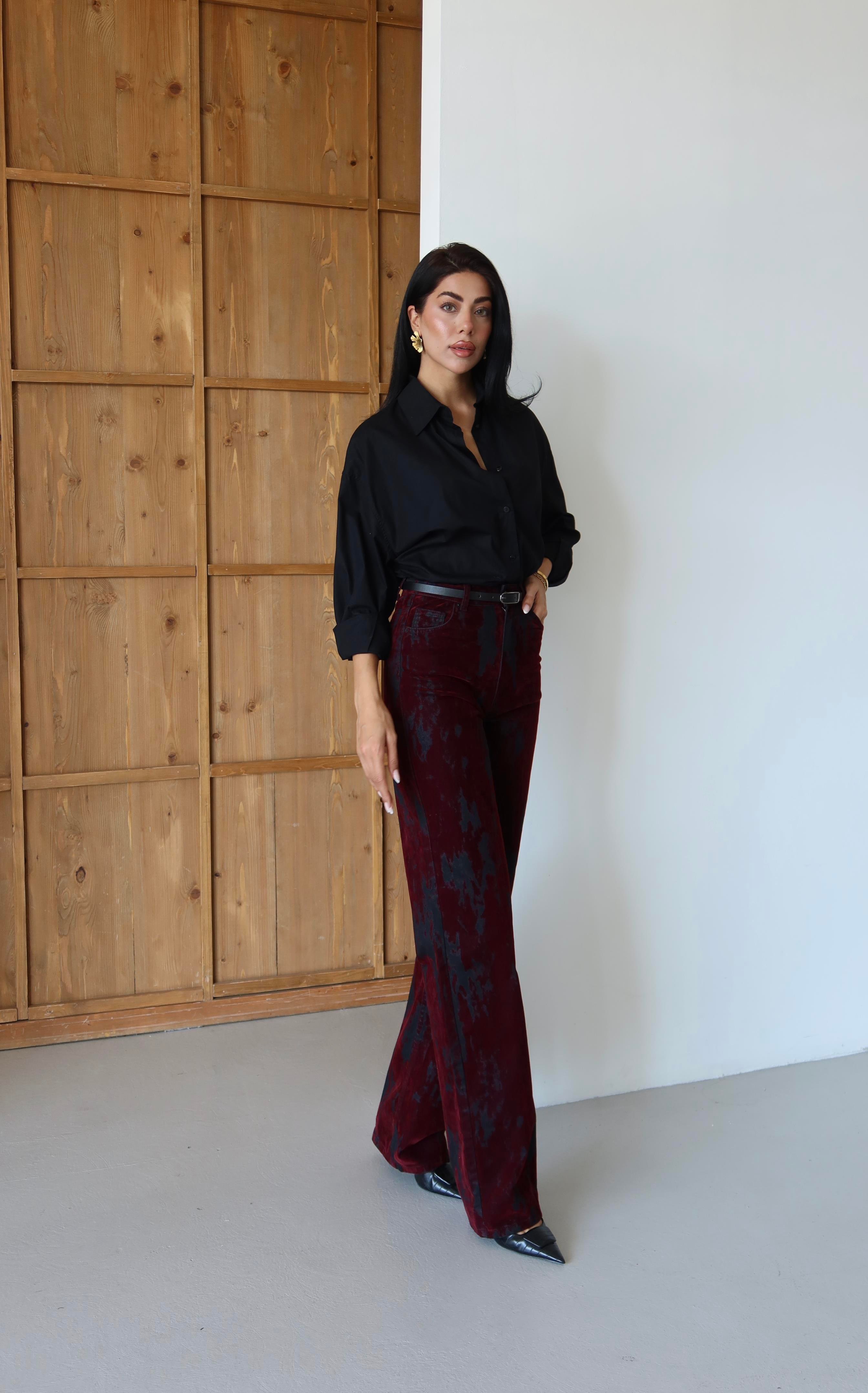 LACARINOBP  SIYAH BORDO FLOK BASKI  KEMERLI   34/42