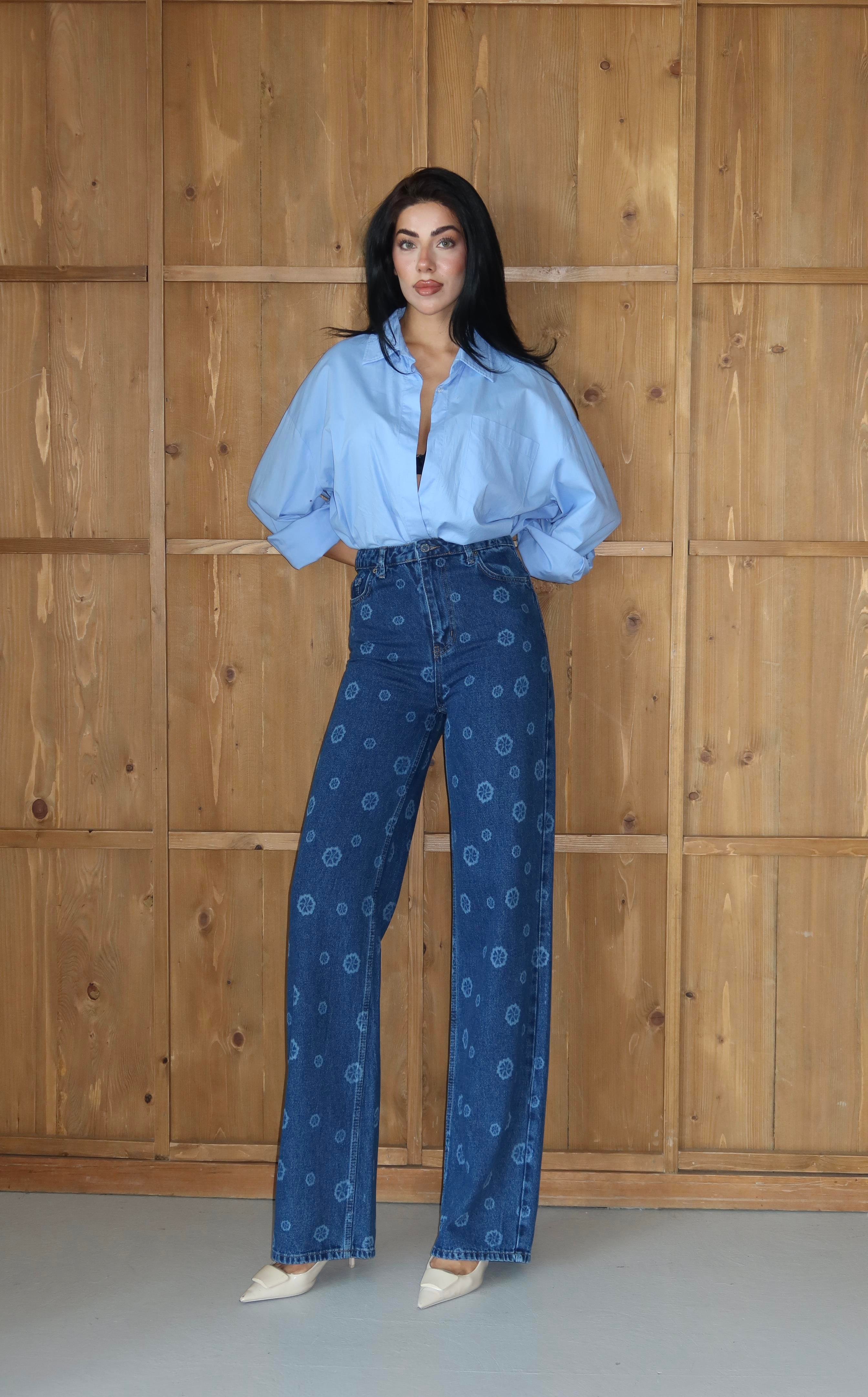 LACARINOBP  DARK BLUE  34/42  ÇİÇEK BASKILI