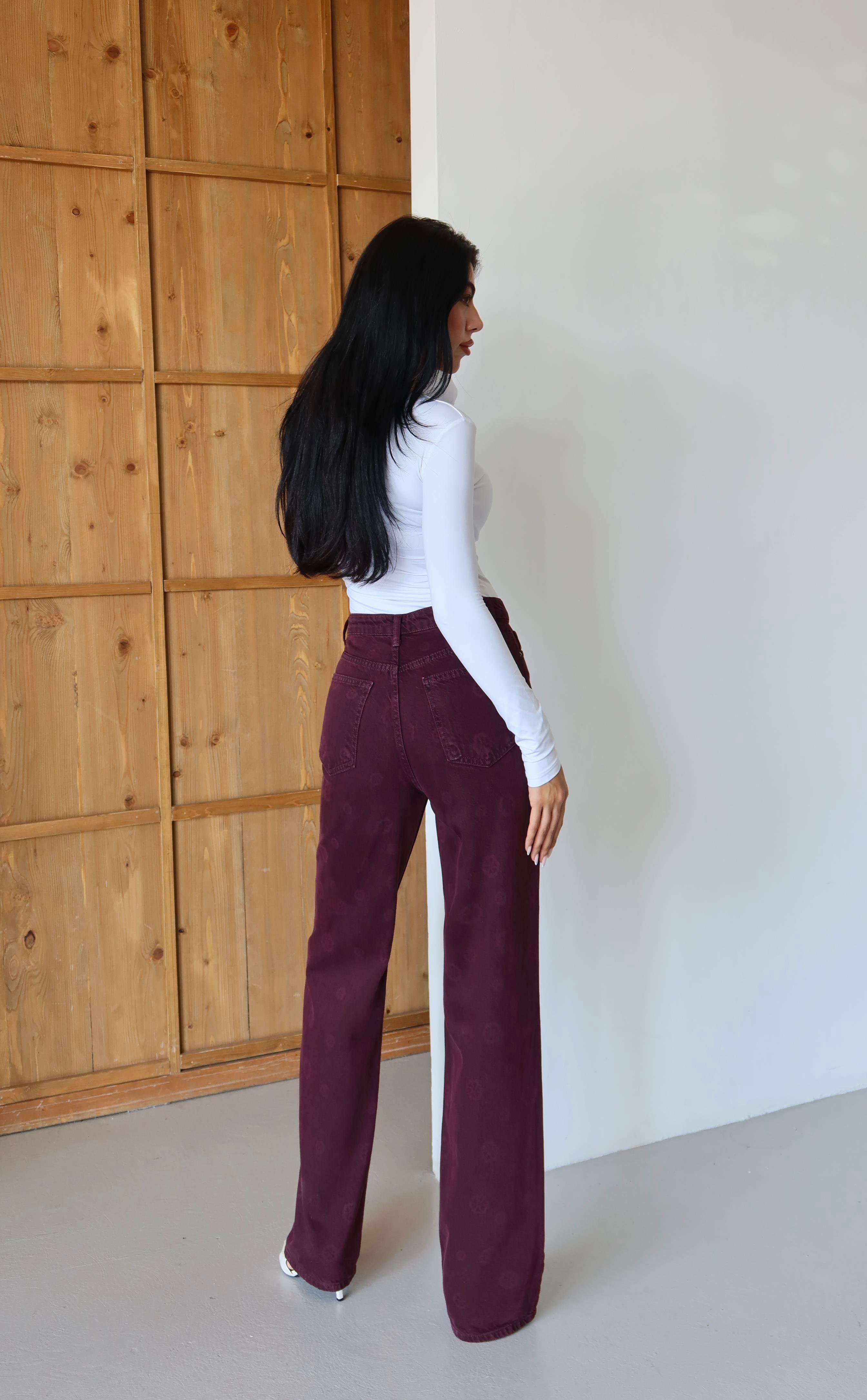 LACARINOBP  BORDO  34/42  ÇİÇEK BASKILI