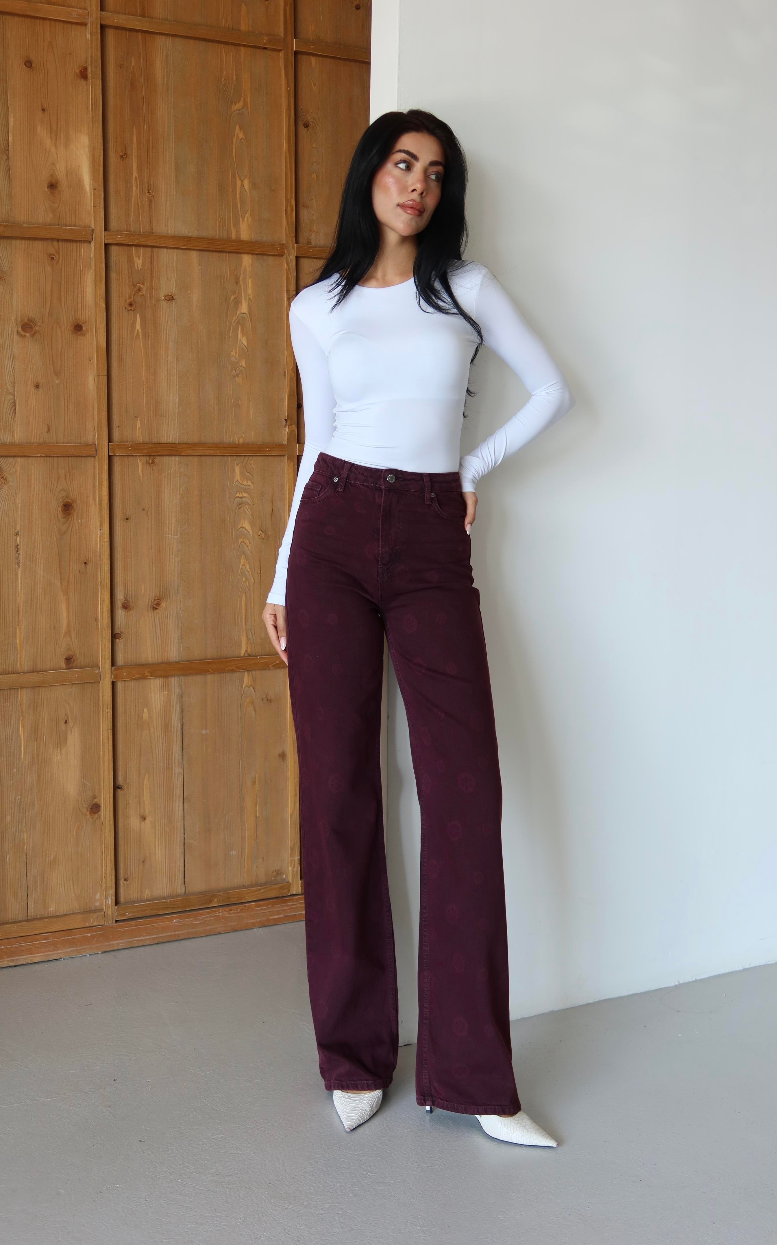 LACARINOBP  BORDO  34/42  ÇİÇEK BASKILI