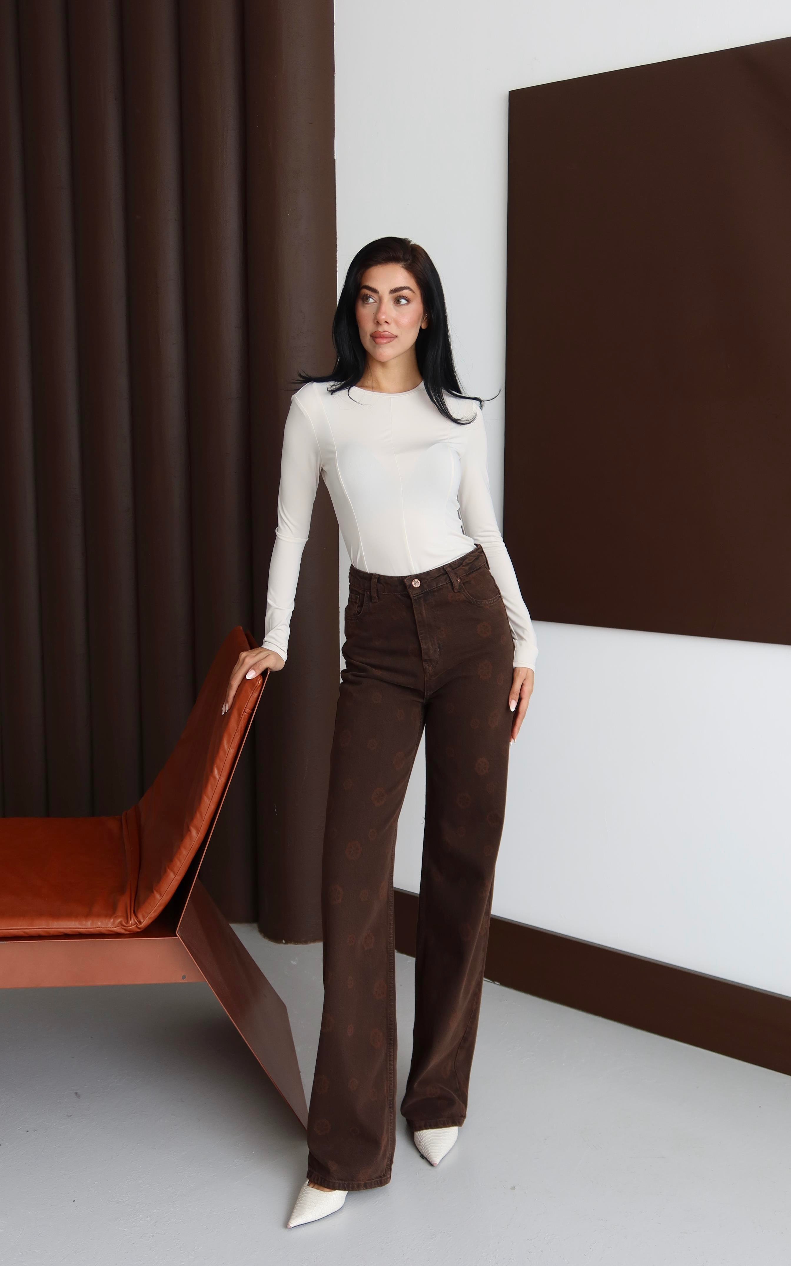 LACARINOBP KAHVE 34/42 ÇİÇEK DESENLİ