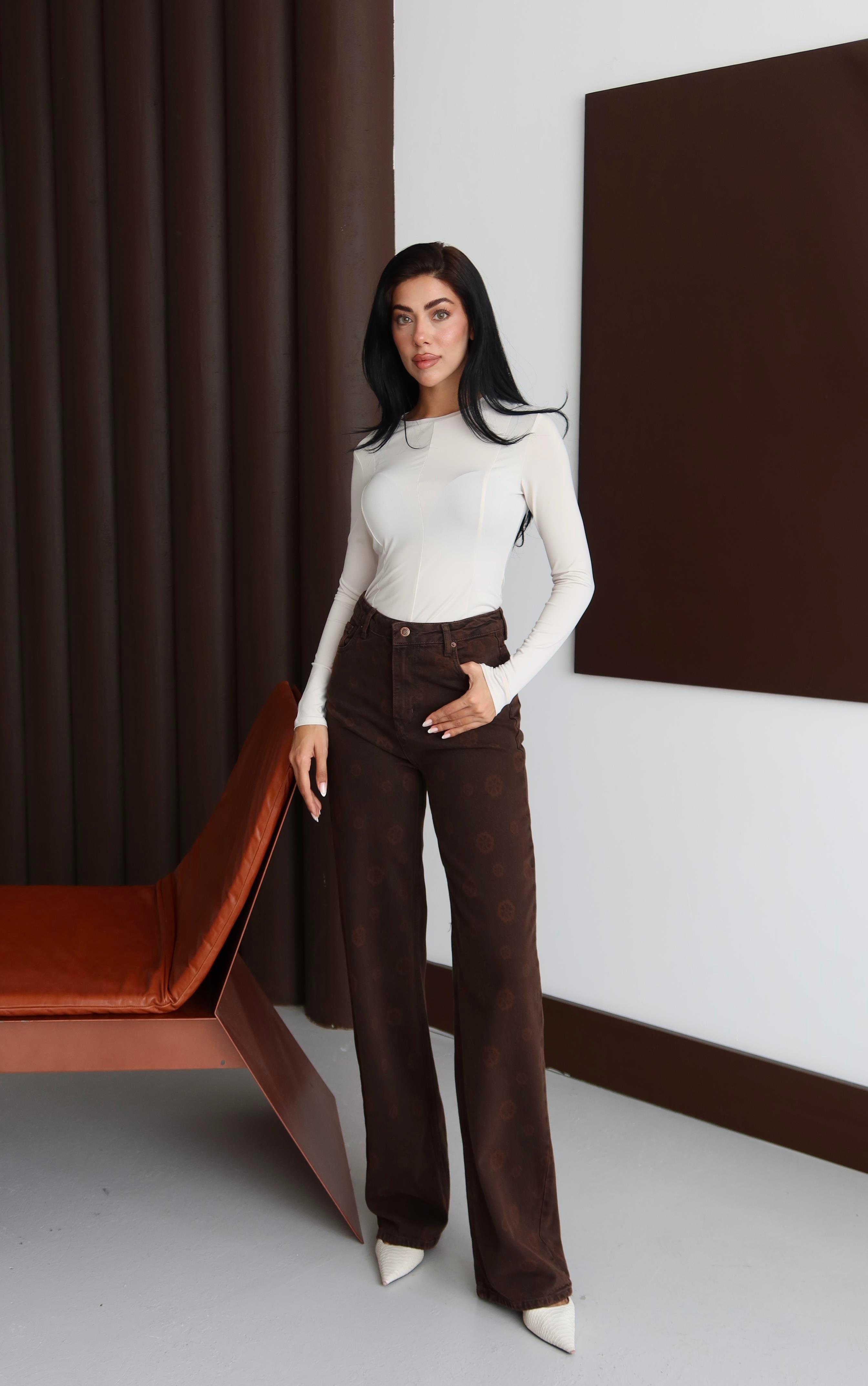 LACARINOBP KAHVE 34/42 ÇİÇEK DESENLİ