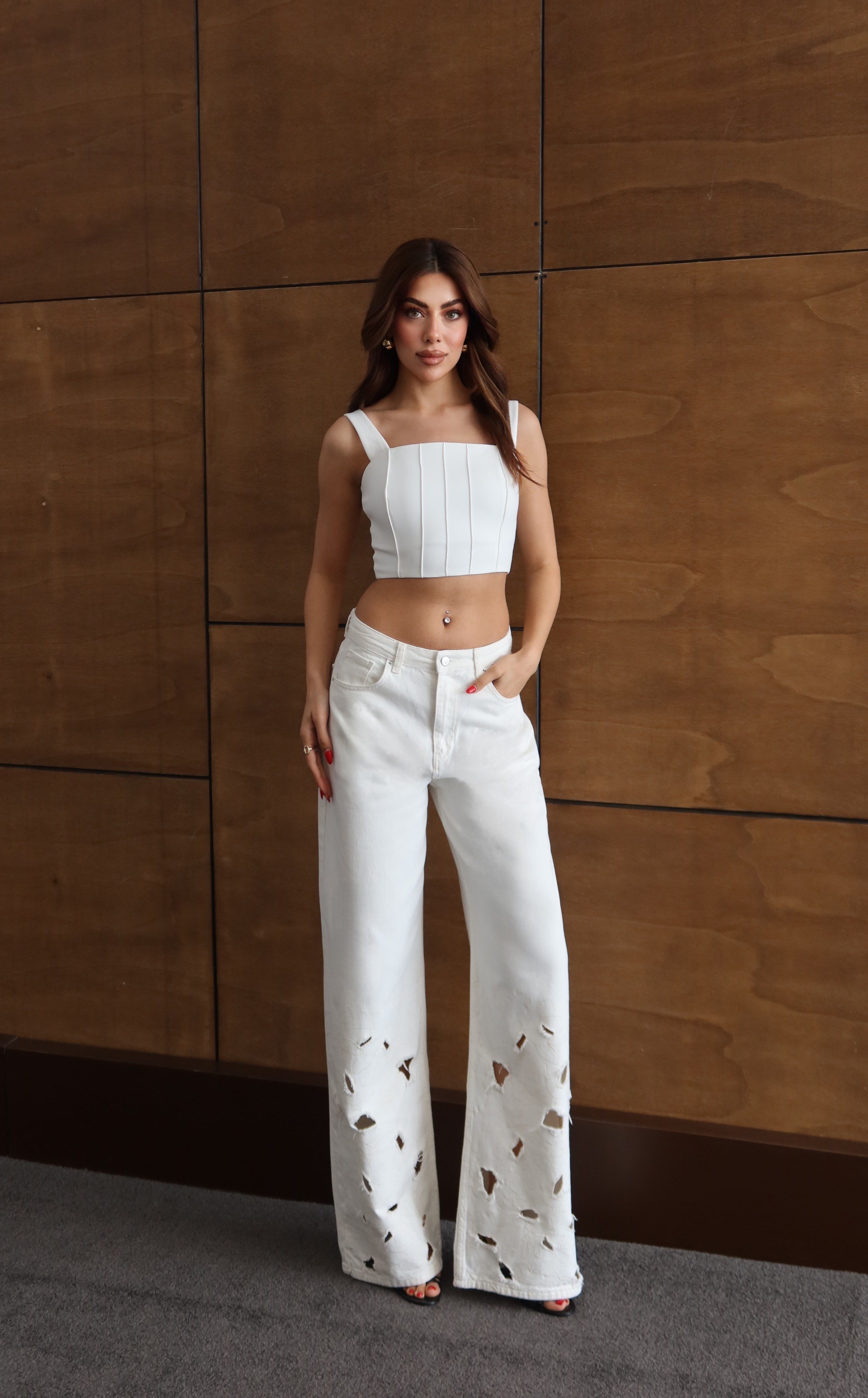 LACARINOBTKM  34/40  EKRU  Nakışlı Pantolon