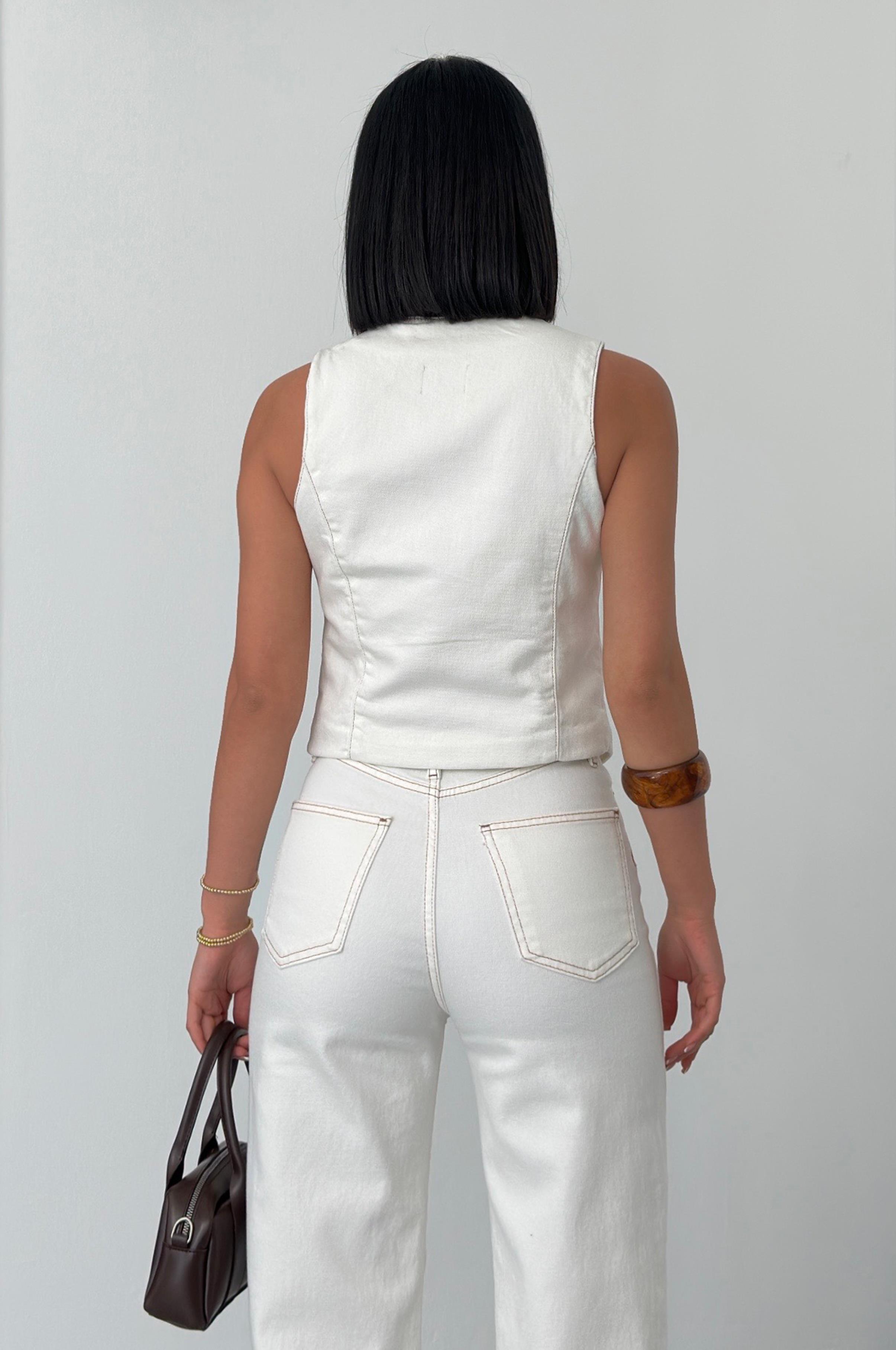 LACARINOSıfır Kol 5 Düğmeli Cep Detaylı Kemik Yelek 