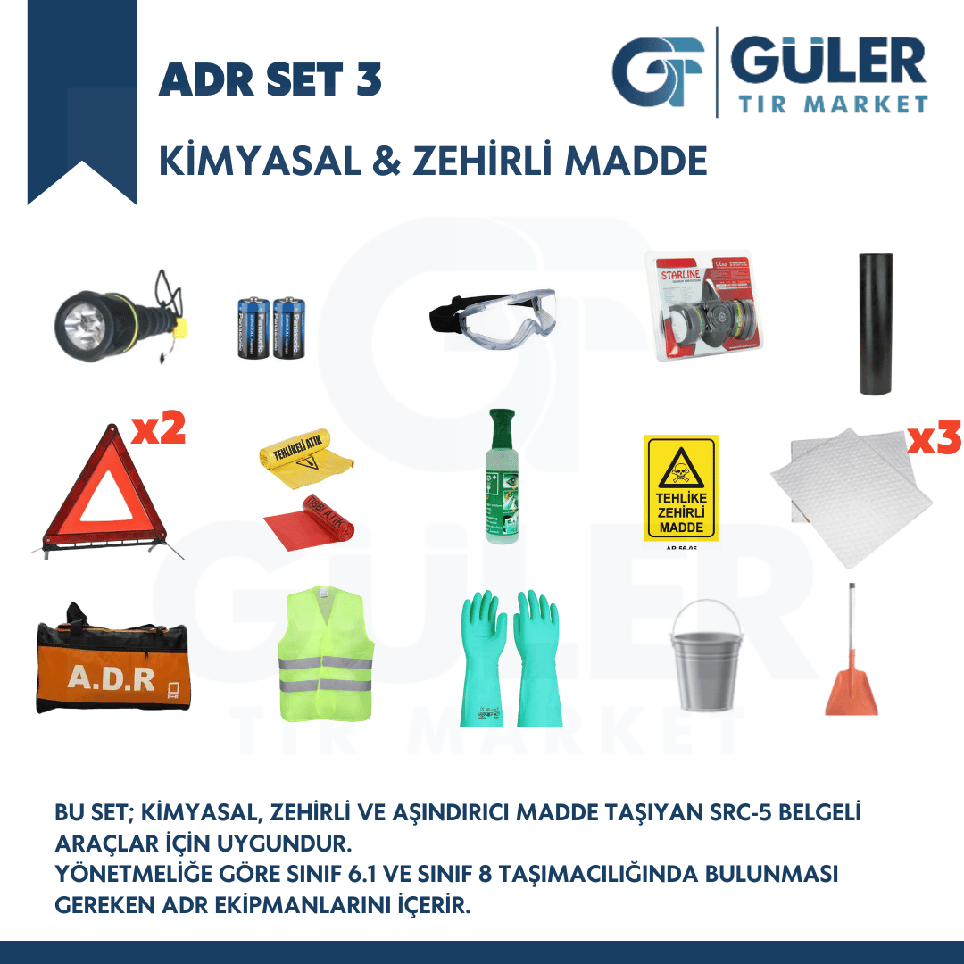 ADR Set 2 – Yanıcı Sıvı Taşıyan Araçlar İçin Sınıf 3 Uyumlu Güvenlik Seti