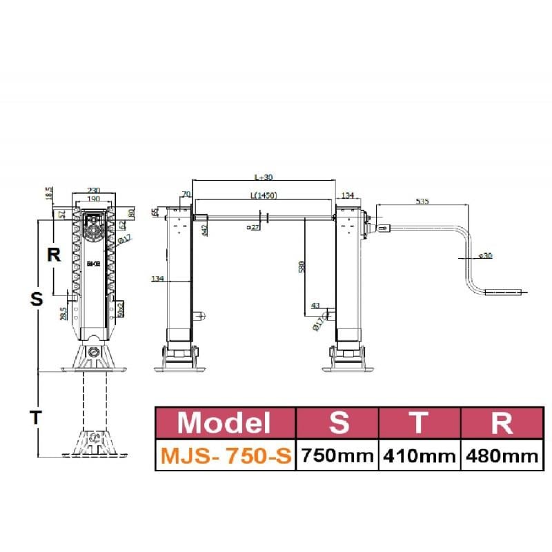 Dorse Mekanik Park Ayağı Kriko 750'lik Set