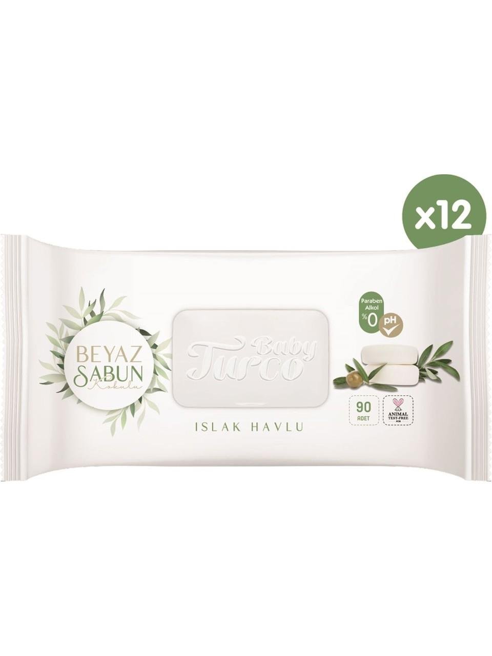 Baby Turco Baby Turco Beyaz Sabun Kokulu Islak Havlu 12X90