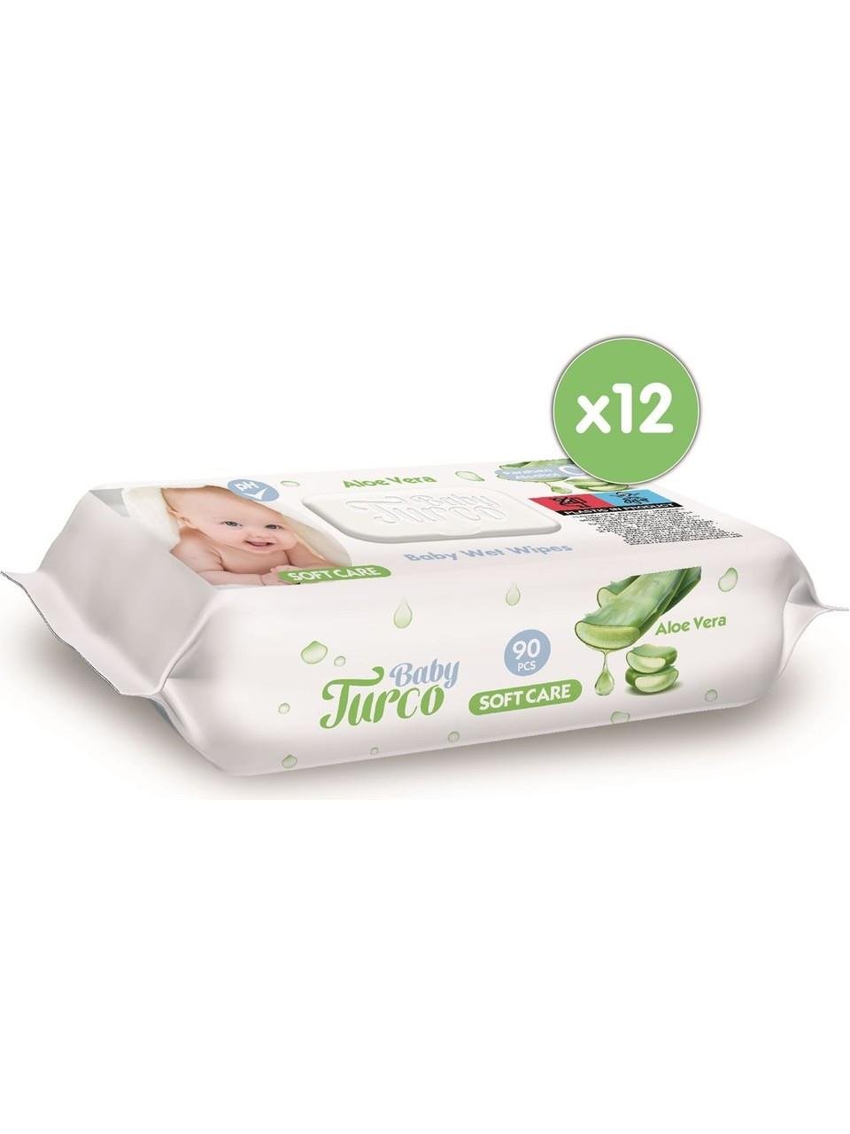 Baby Turco Baby Turco Softcare Aloe Vera Islak Bebek Havlusu 12x90 1080 Yaprak