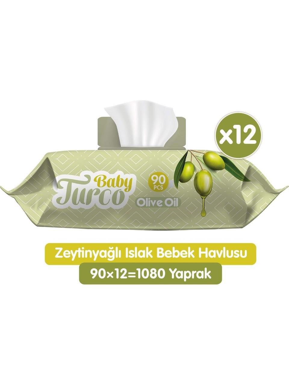 Baby Turco Baby Turco Zeytinyağlı Islak Bebek Havlusu 12x90 Adet