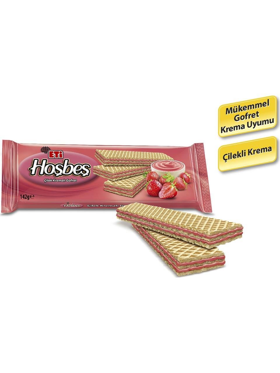 Eti Hoşbeş Çilek Kremalı Gofret 142 g x 20 Adet