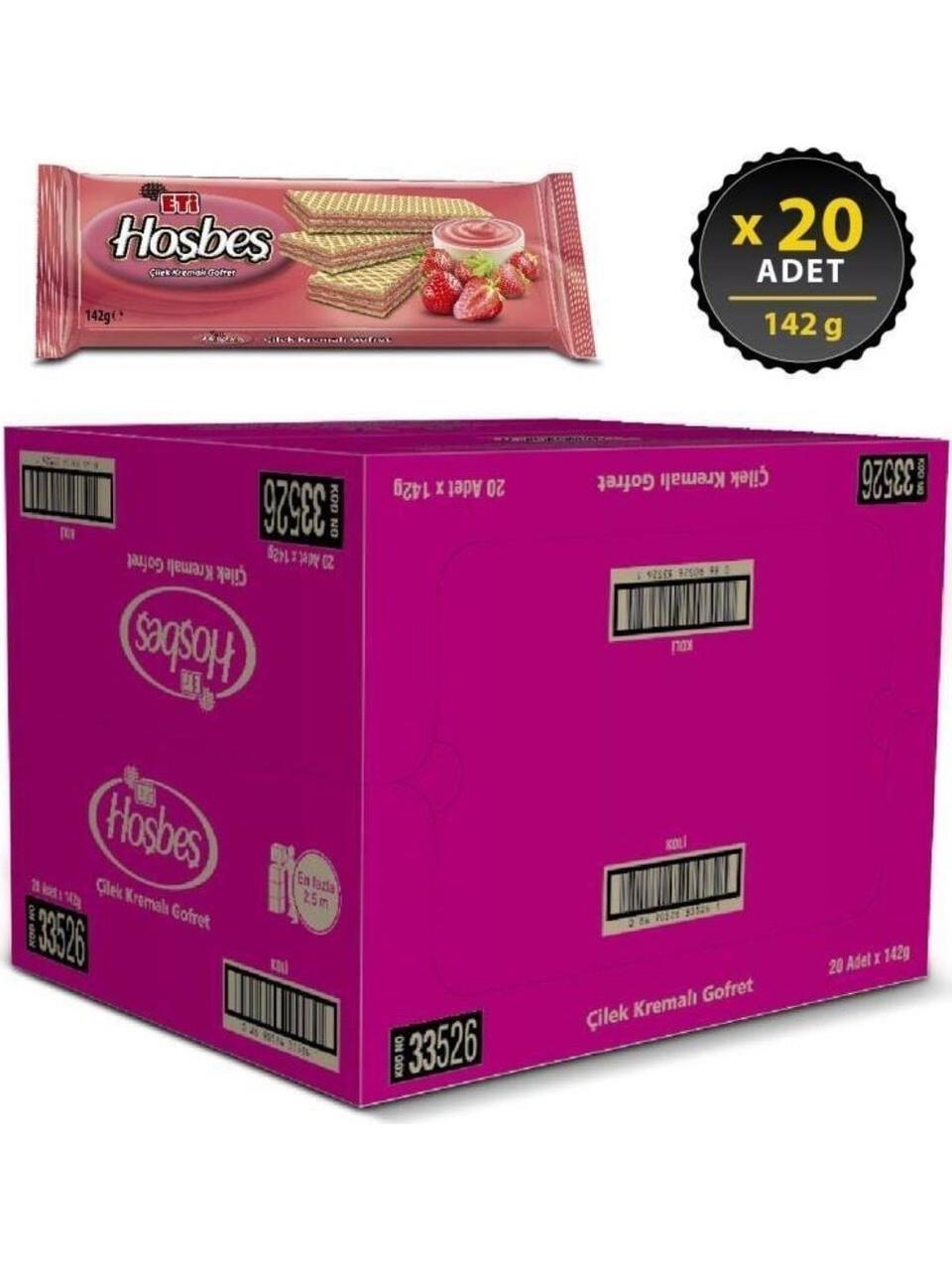 Eti Hoşbeş Çilek Kremalı Gofret 142 g x 20 Adet