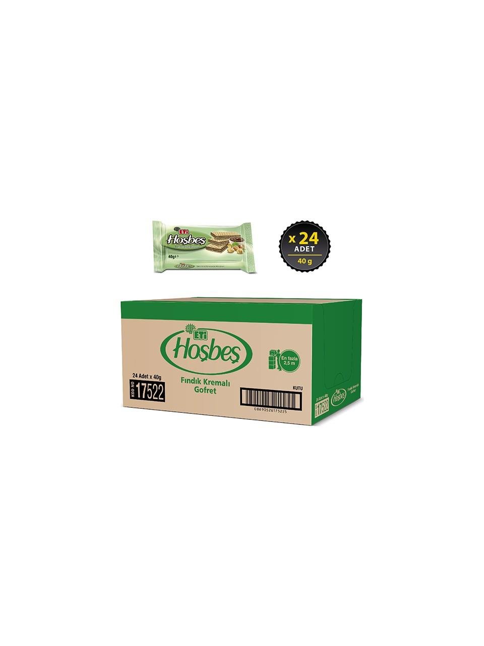 Eti Hoşbeş Fındık Kremalı Gofret 40 g x 24 Adet